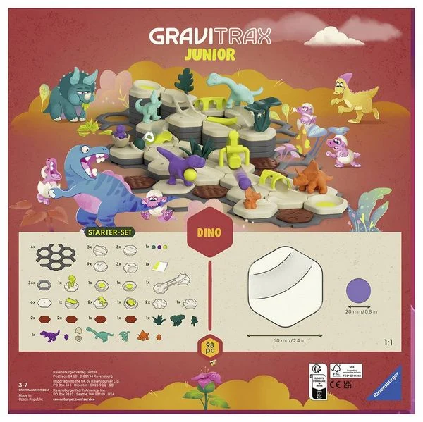 Ravensburger GraviTrax Junior Starter-Set L Dino24586 - Erweiterbare Kugelbahn für Kinder, Murmelbahn aus umweltfreund