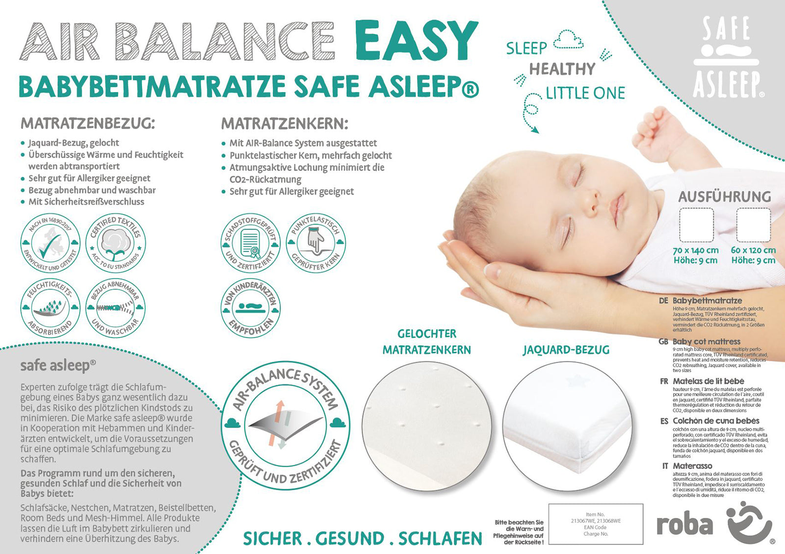 Roba 213068WE Babybettmatratze Air Balance, 70x140 weiß – Matratzen - Bild 14 Roba 213068WE Babybettmatratze Air Balance, 70x140 weiß – Matratzen - Produktbild 14