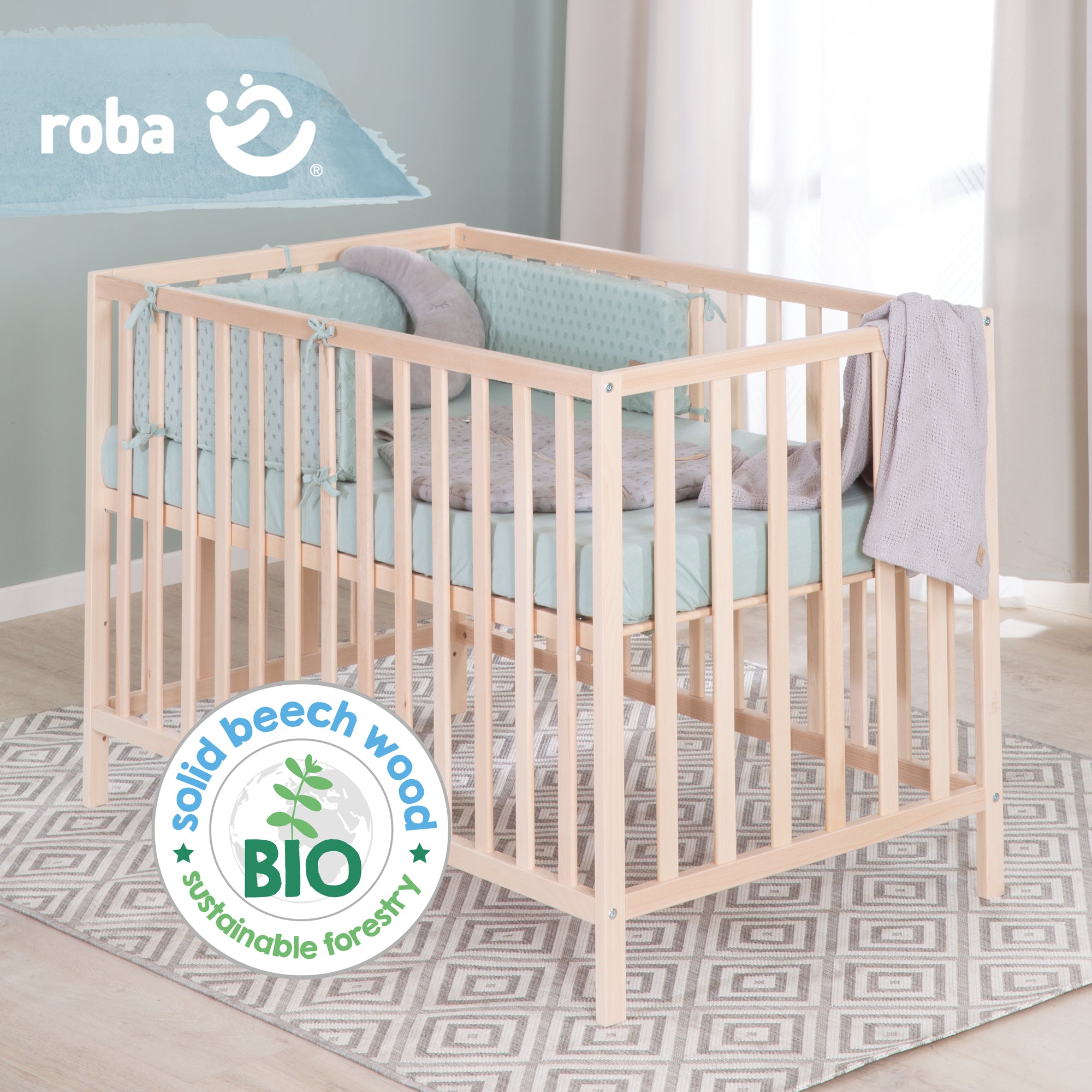 Roba 203100NA Kinderbett 60x120 cm Bio Buche natur – Komplettbettsets & Einzelbetten - Bild 4 Roba 203100NA Kinderbett 60x120 cm Bio Buche natur – Komplettbettsets & Einzelbetten - Produktbild 4
