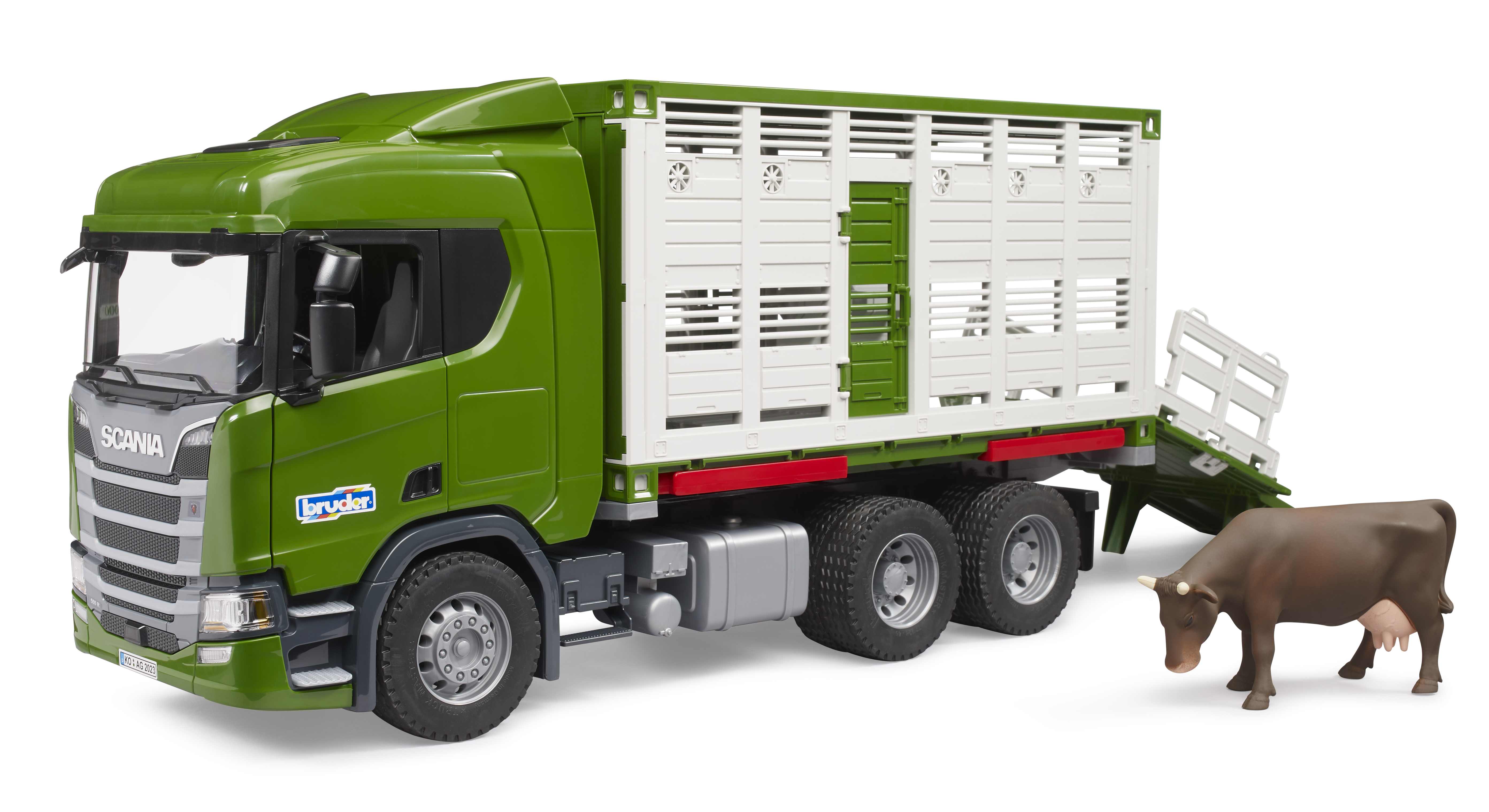 BRUDER 03548 - Scania Super 560R Tiertransport-LKW mit 1 Rind BRUDER 03548 - Scania Super 560R Tiertransport-LKW mit 1 Rind