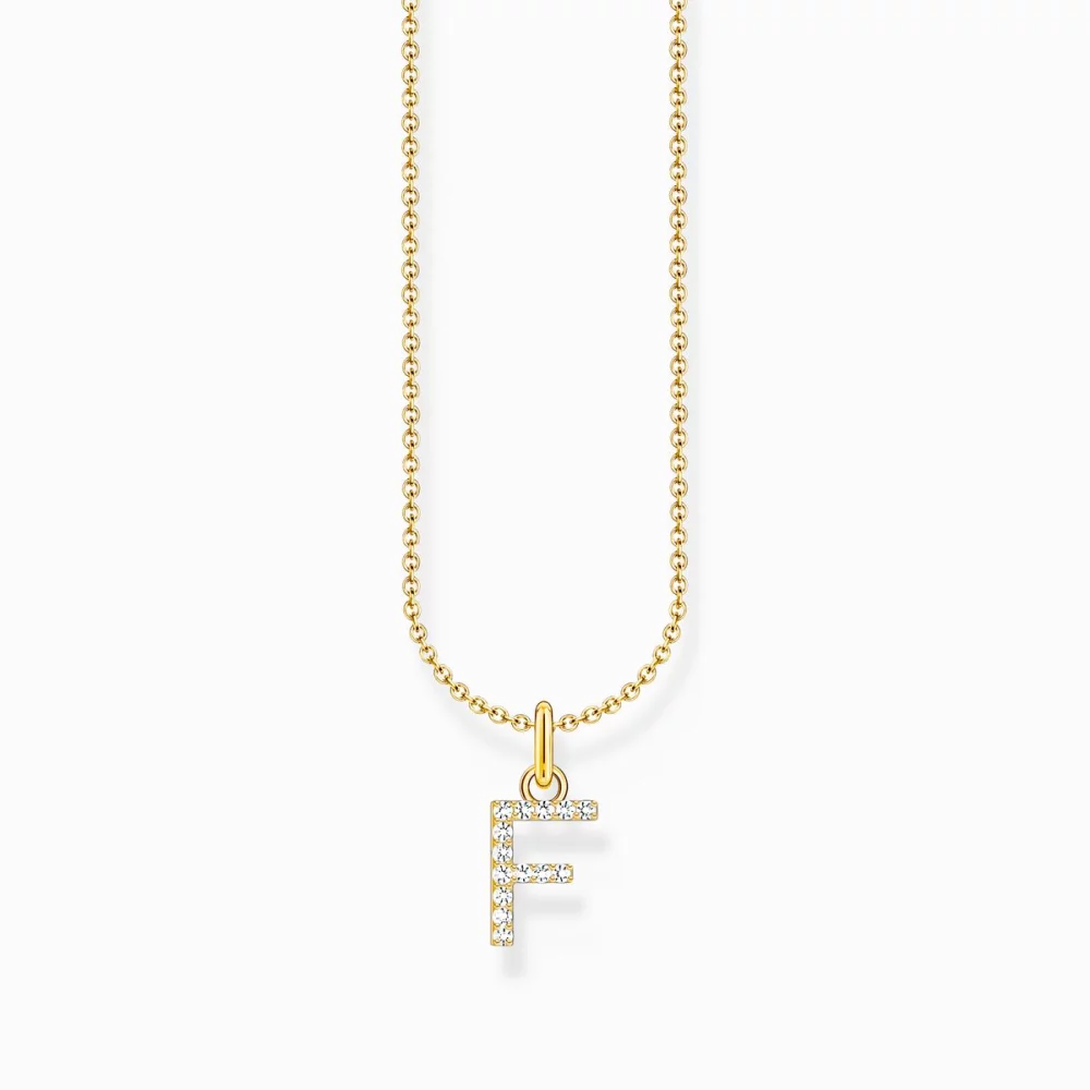 Thomas Sabo Kette Mit Anhänger Buchstabe F Länge 45 Cm Gold KE2245-414-14-L45 Thomas Sabo Kette Mit Anhänger Buchstabe F Länge 45 Cm Gold KE2245-414-14-L45