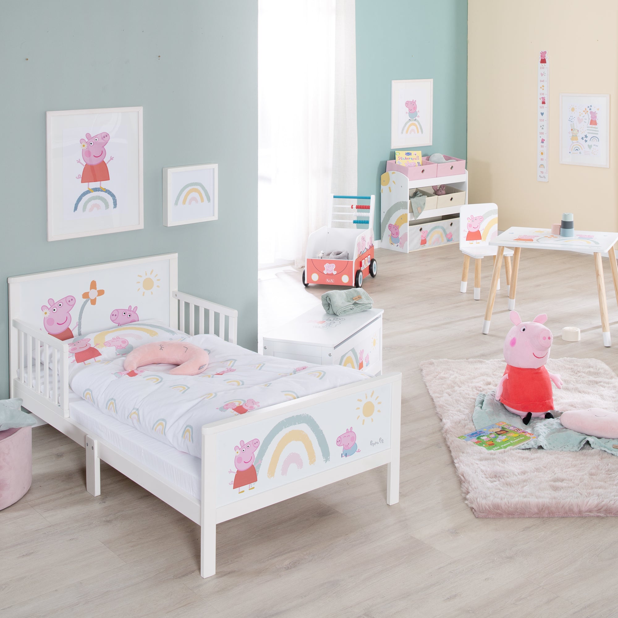 Roba 20330PP1 Komplettbett, 70x140 cm Peppa Pig weiß – Toddler Betten - Bild 2 Roba 20330PP1 Komplettbett, 70x140 cm Peppa Pig weiß – Toddler Betten - Produktbild 2