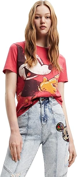 Desigual Damen T-Shirt - Rotes T-Shirt mit Mickey-Mouse-Print 22WWTK803000 GR. M Desigual Damen T-Shirt - Rotes T-Shirt mit Mickey-Mouse-Print 22WWTK803000 GR. M