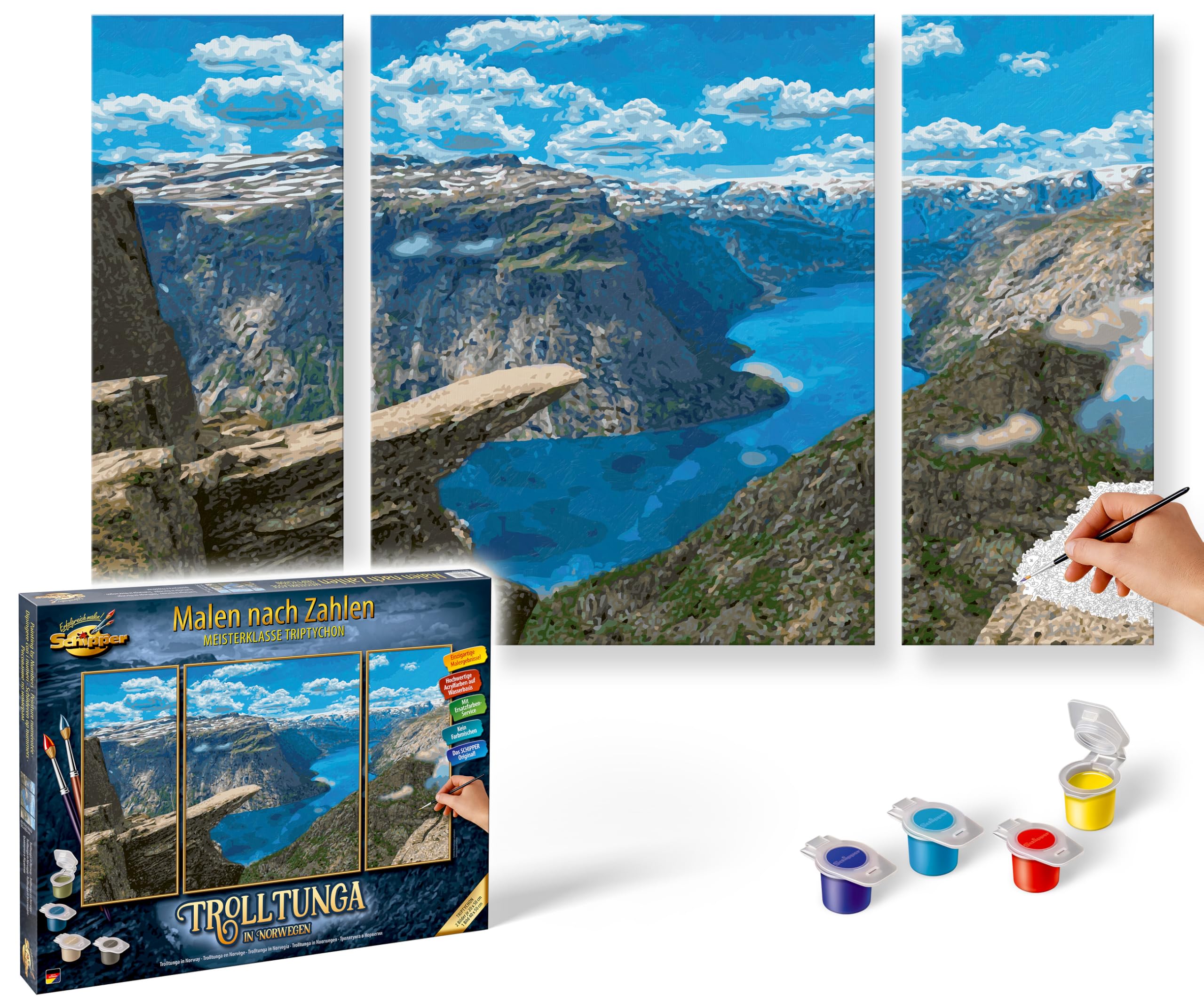 Schipper Mnz Trolltunga In Norwegen Malen Nach Zahlen Panorama-Set 609260922 Collage, Rock, Draußen, Gipfel, Klippe