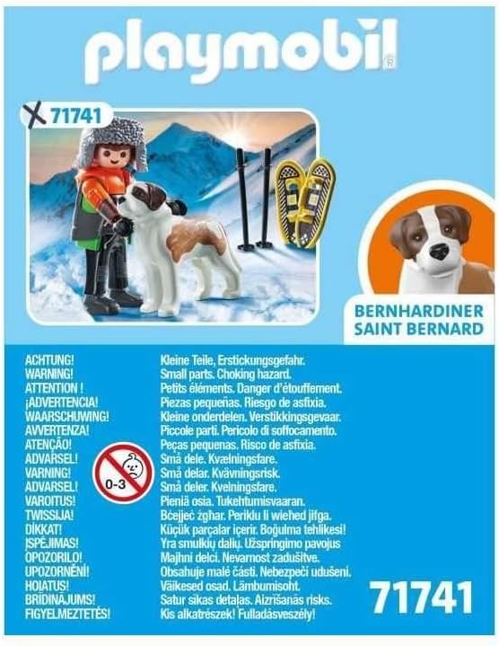 PLAYMOBIL 71741 - My Life: Wanderer mit Bernhardiner im Schneeset Werbung, Plakat, Handschuh, Person, Hund