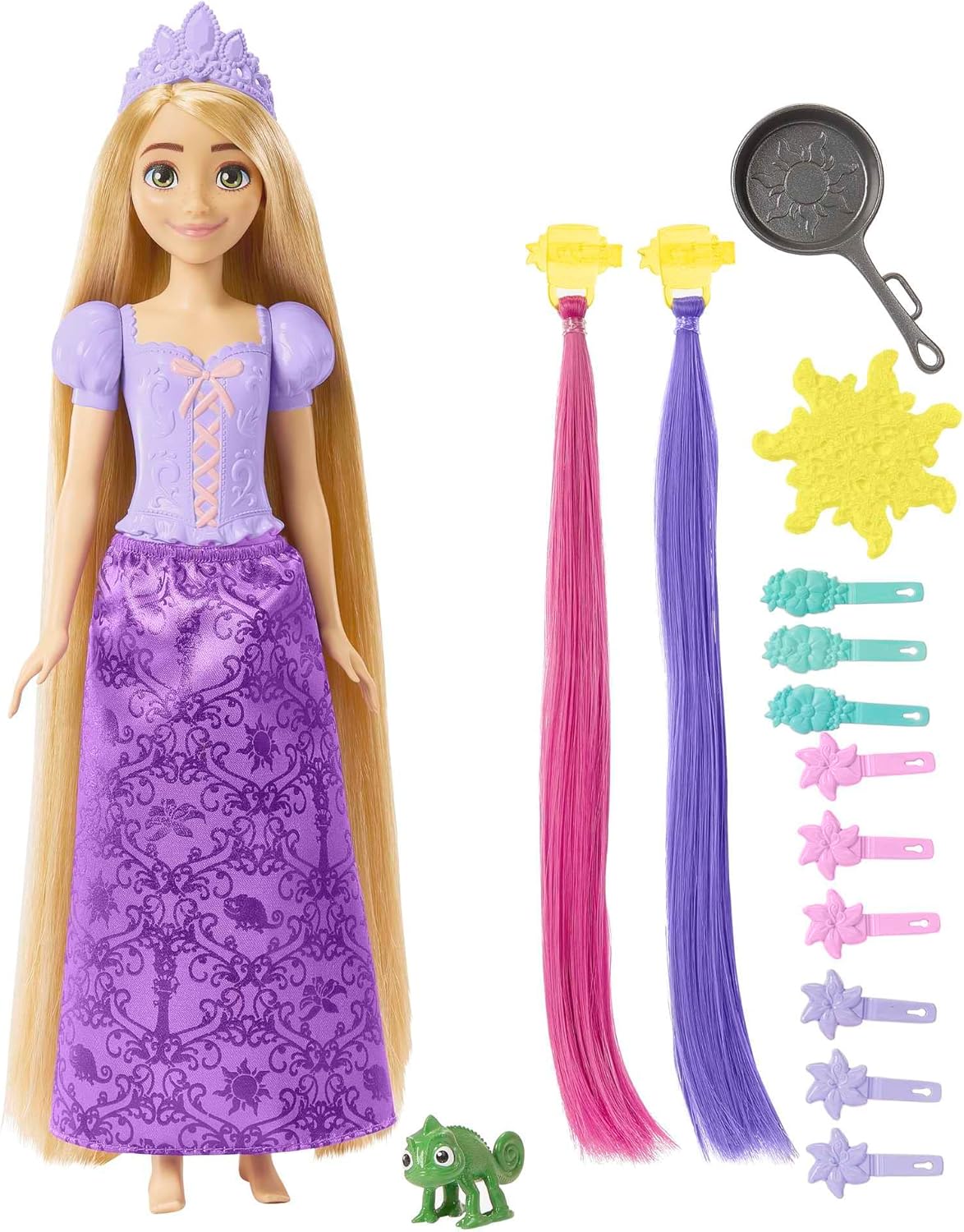 Disney Princess Rapunzel Haarspiel-Puppe Magisches Styling mit Farbwechsel-Effekt HLW18 Puppe, Spielzeug