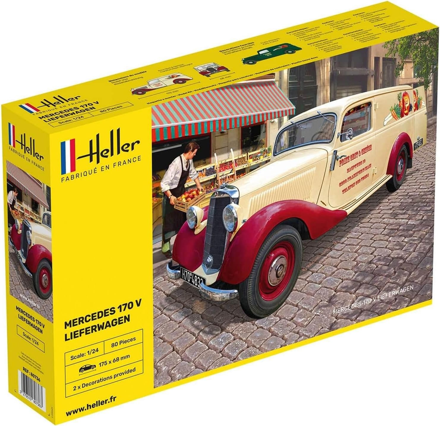 Heller 80736 MERCEDES 170 V Lieferwagen Modellbausatz im Maßstab 1:24 Heller, 80736, MERCEDES, 170, V, Lieferwagen, Modellbausatz, im, Maßstab, 1:24, Person, Auto, Fahrzeug, Rad, Person, Auto, Fahrzeug, Rad