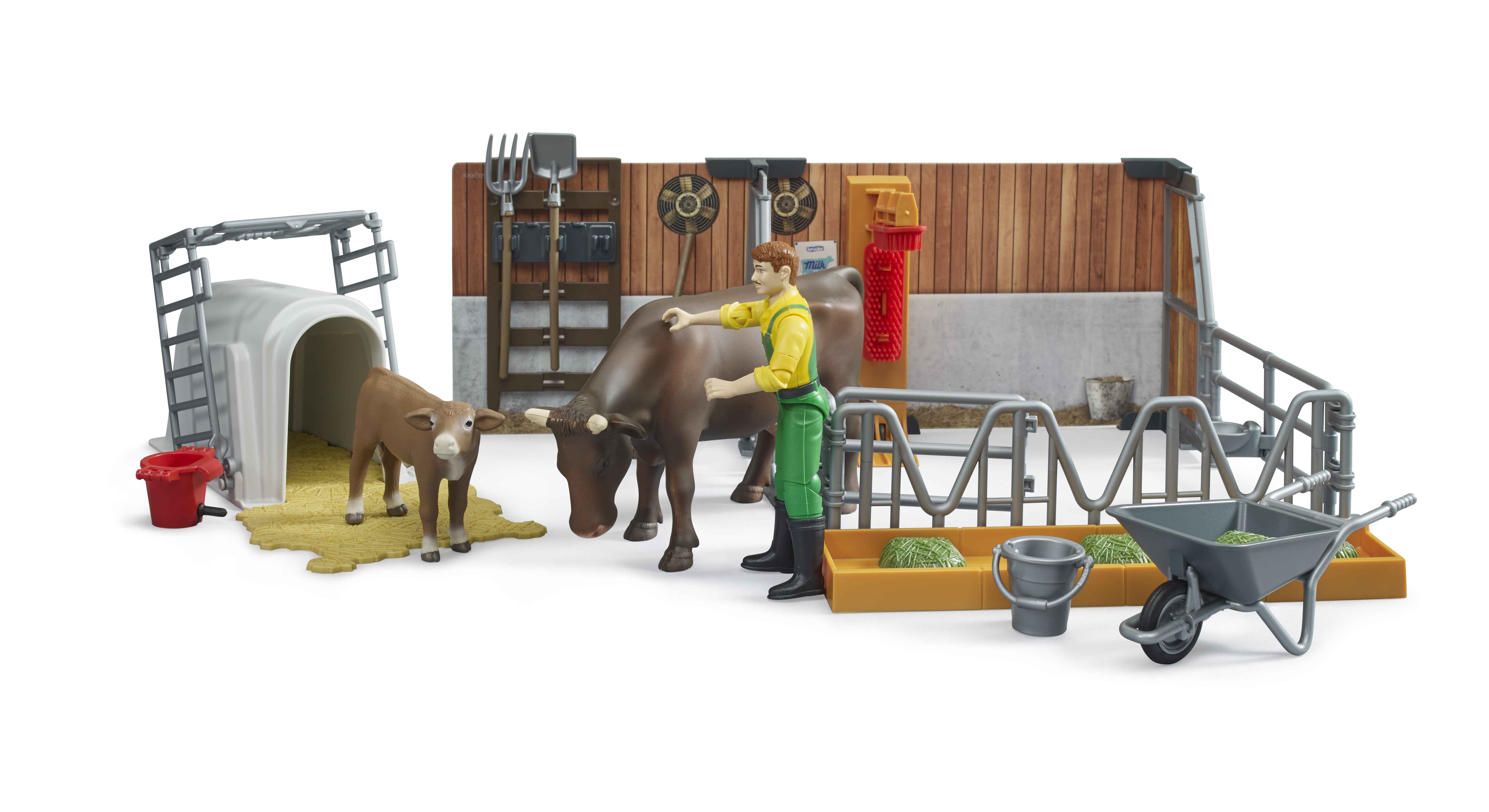 BRUDER 62611 - Bworld Kuh- und Kälberstall mit Landwirt, Kuh und Kalb - Bild 3 BRUDER 62611 - Bworld Kuh- und Kälberstall mit Landwirt, Kuh und Kalb - Bild 3