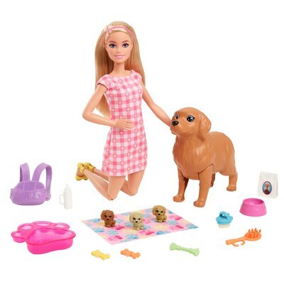 Barbie, Puppe, Blond, Mit, Hund, Und, Wel, HCK75, Figur, Puppe, Kind, Mädchen, Person