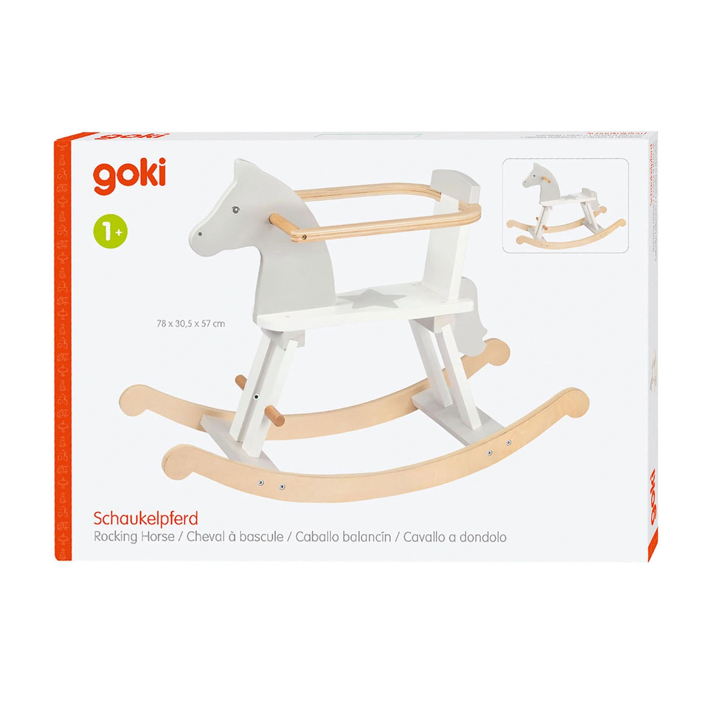 goki Schaukelpferd aus Holz - Weiß, skandinavisches Design, ab 1 Jahr