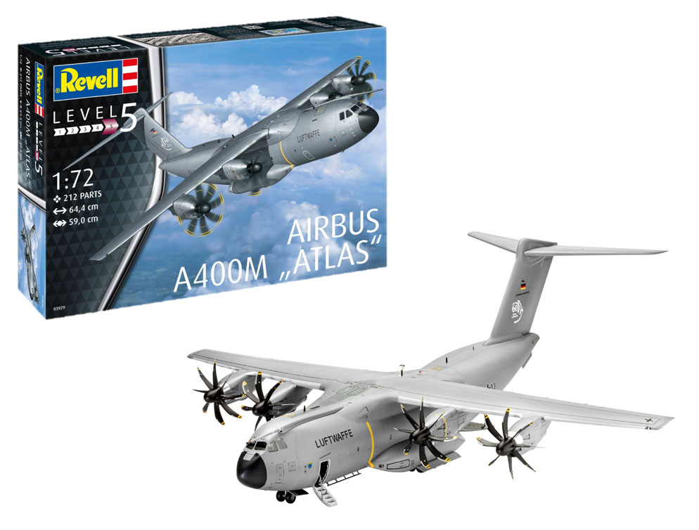 Revell 03929 Airbus A400M "Atlas" Luftwaffe Modellbausatz Flugzeug, Bomber, Kampfflugzeug, Fliegend