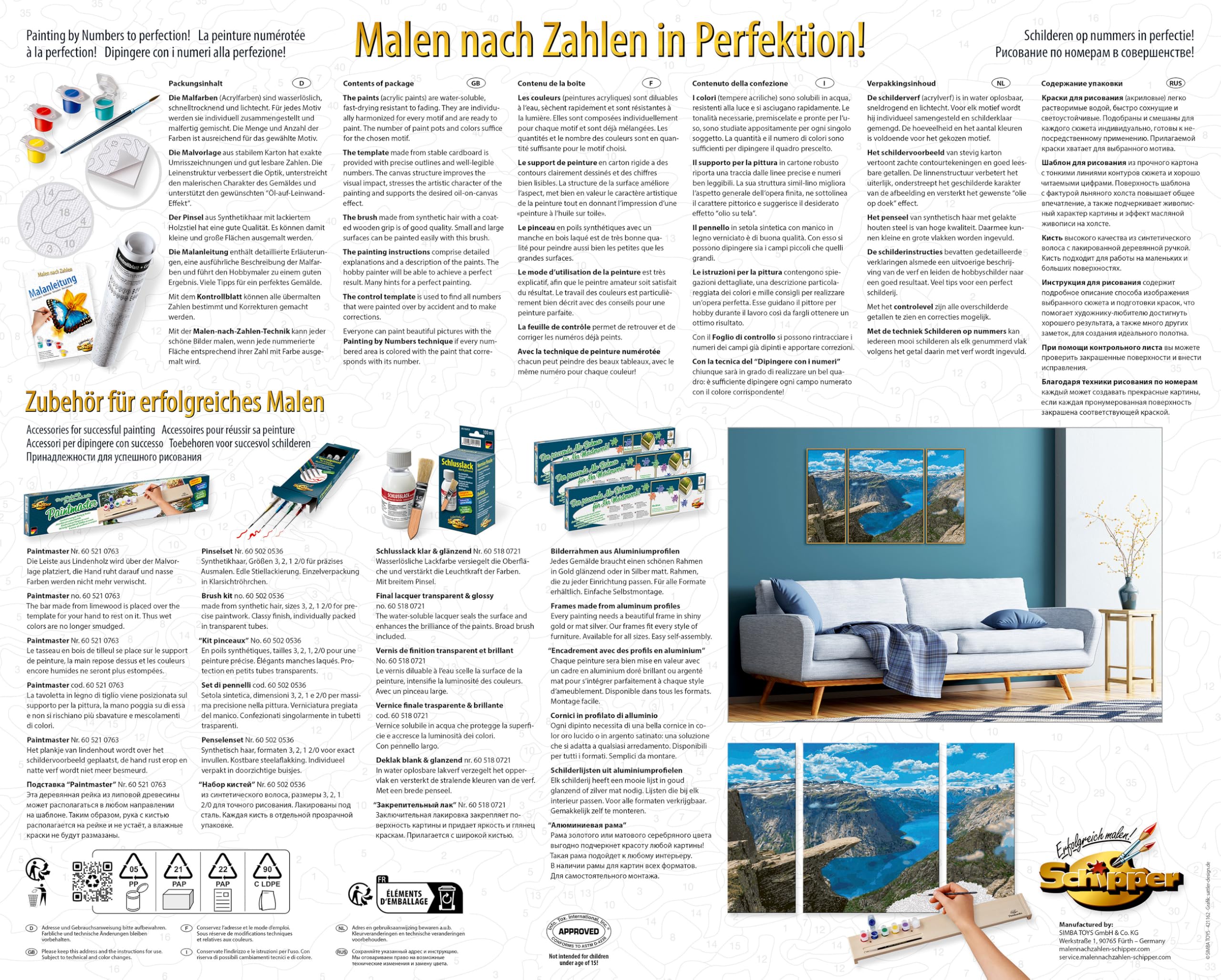 Schipper Mnz - Trolltunga In Norwegen - Malen Nach Zahlen Panorama-Set 609260922 Werbung, Plakat, Couch, Mobiliar, Seite