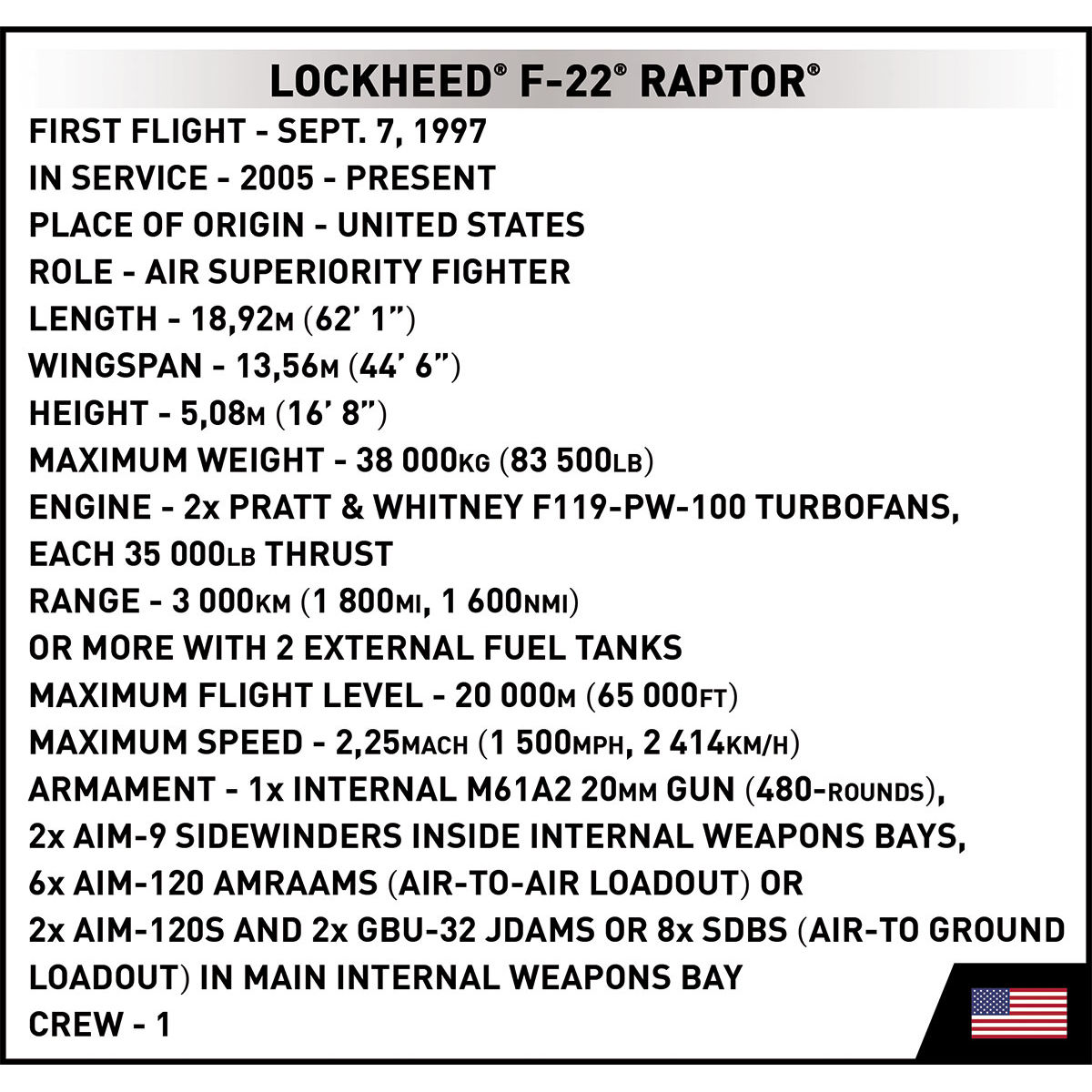 COBI 5855 - Lockheed® F-22® RAPTOR® SCALE 1:48 - Bild 17 COBI 5855 - Lockheed® F-22® RAPTOR® SCALE 1:48 - Bild 17
