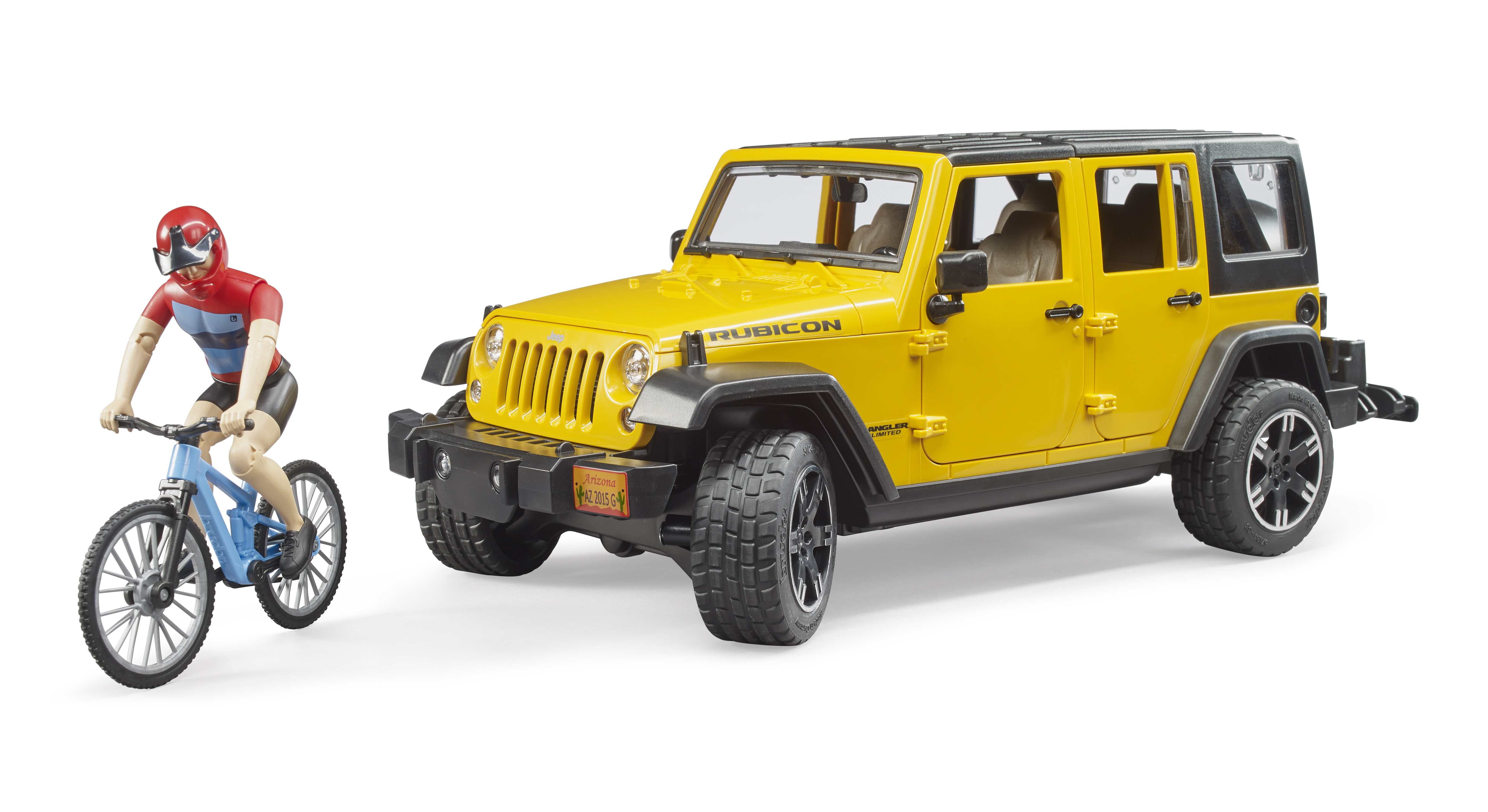 BRUDER 02543 - Jeep Wrangler Rubicon Unlimited mit Mountainbike und Radfahrer BRUDER 02543 - Jeep Wrangler Rubicon Unlimited mit Mountainbike und Radfahrer