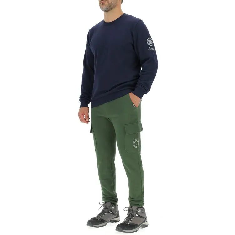 JEEP Herren Cargo-Jogginghose O102896DG - Dunkelgrün mit Jeep-Star-Print und Cargotaschen GR. XXL
