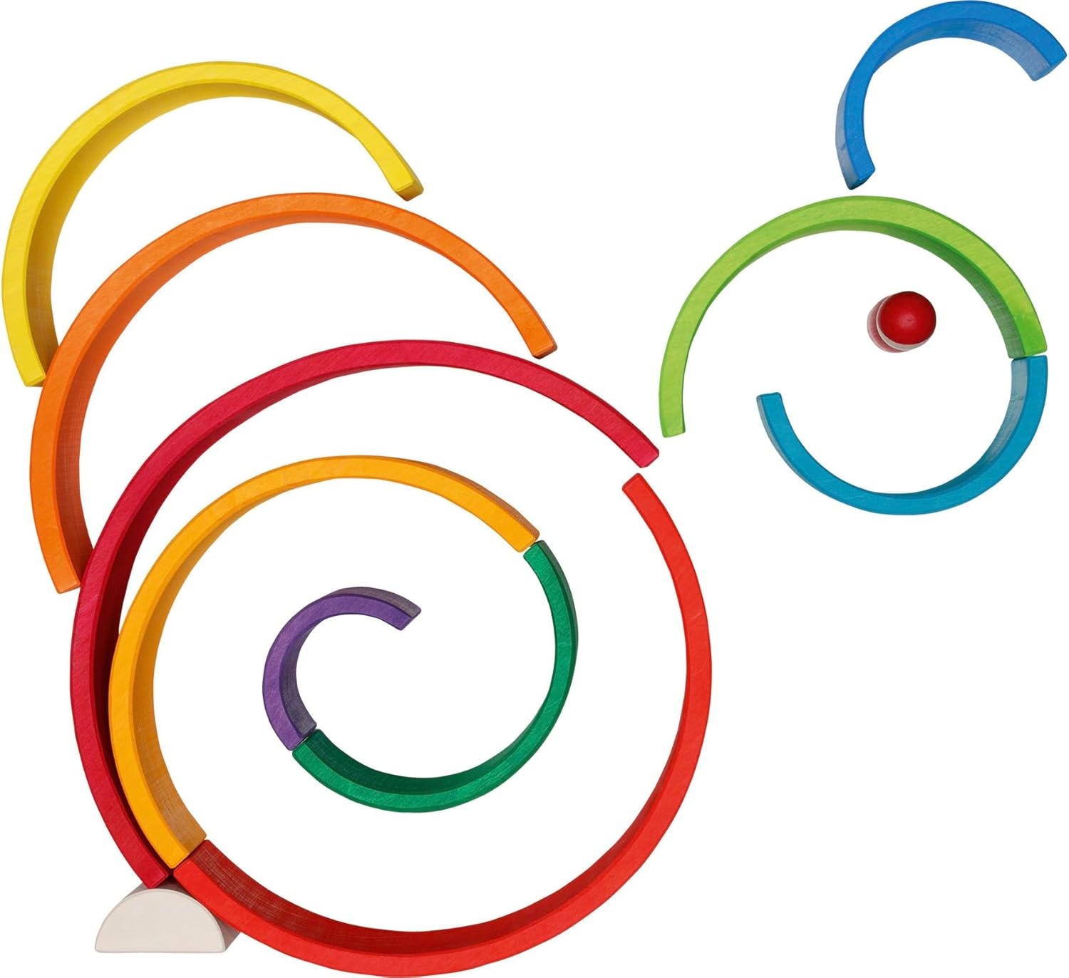 GOKI 58478 Regenbogen - Stapelspiel aus Ahornholz. goki evolution Spirale, Reifen