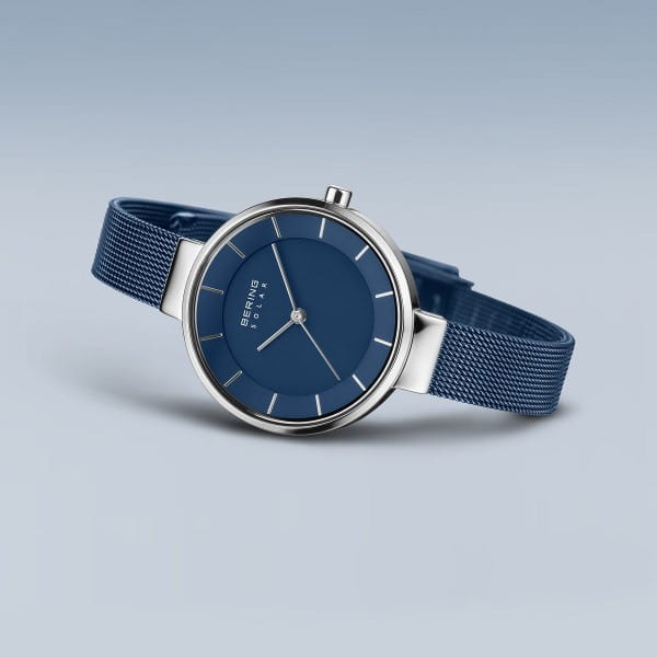 Bering 14631-307 Damenuhr, Milanaise/Solar, Blau