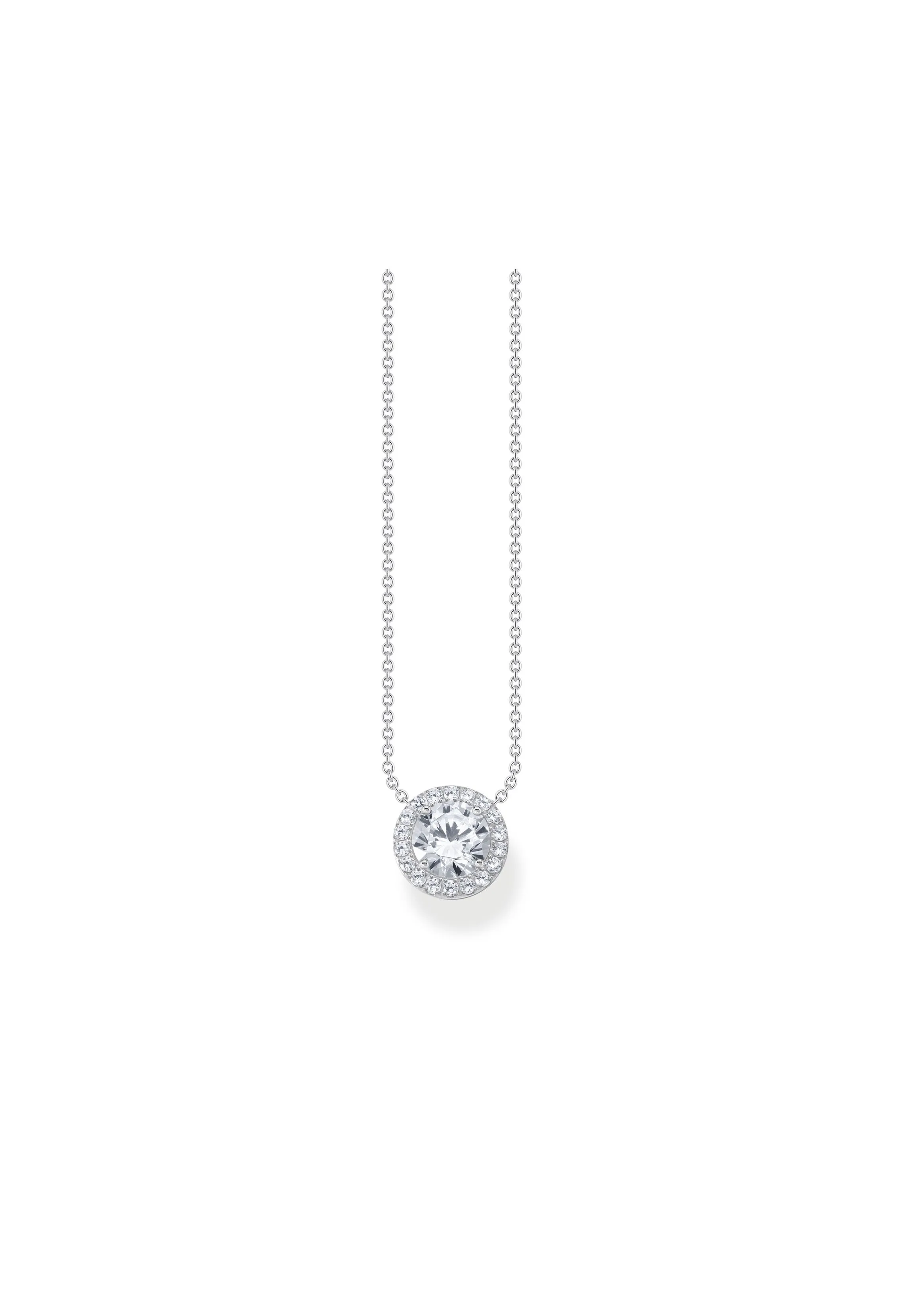 Thomas, Sabo, Kette, Mit, Anhänger, Halo, Steine, Länge, 45, Cm, Weiß, Silber, KE2279-051-14-L45V