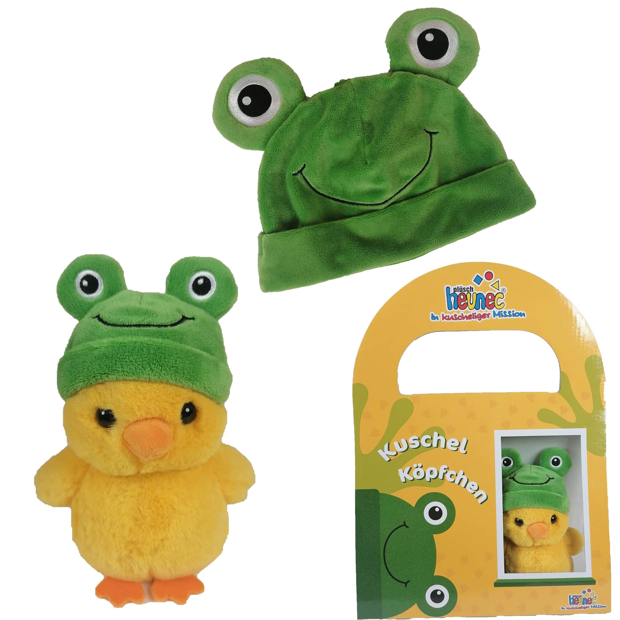 KUSCHELKÖPFCHEN Ente mit Froschmütze | Heunec KUSCHELKÖPFCHEN Ente mit Froschmütze