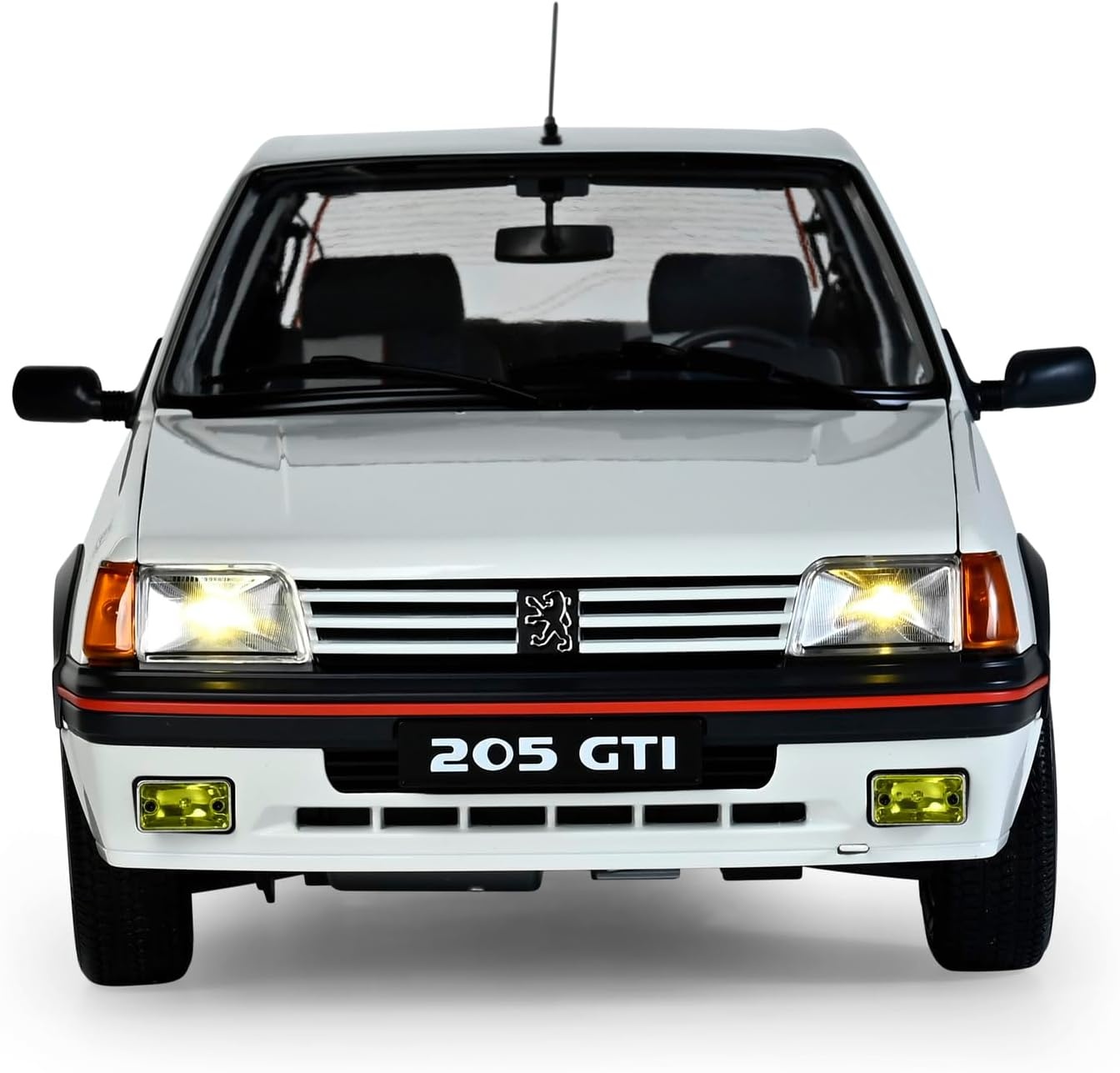 IXO 520010122 Peugeot 205 GTI Weiß - Premium Modellbausatz 1:8 Stoßstange, Auto, Limousine, Windschutzscheibe, Nummernschild