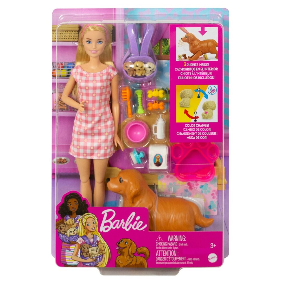 Barbie® Puppe (Blond) Mit Hund Und Wel HCK75 Figur, Puppe, Spielzeug, Person, Gesicht