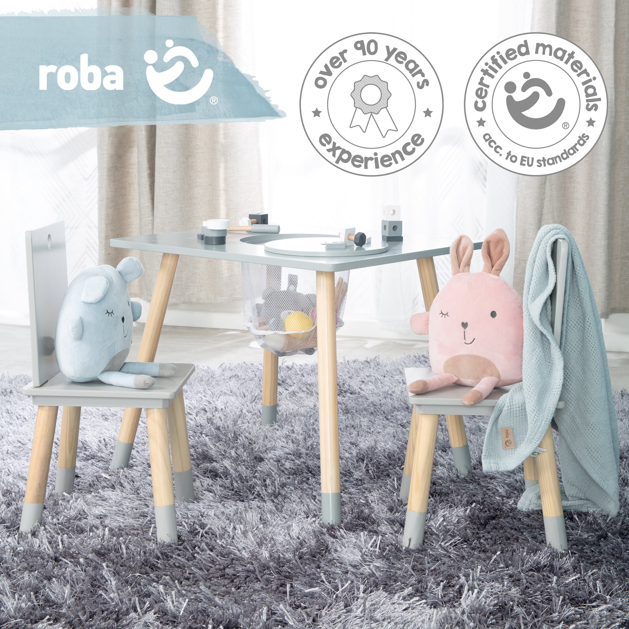 Roba 450029GA Sitzgruppe mit Aufbewahrungsnetz grau – Spielmöbel - Bild 4 Roba 450029GA Sitzgruppe mit Aufbewahrungsnetz grau – Spielmöbel - Produktbild 4