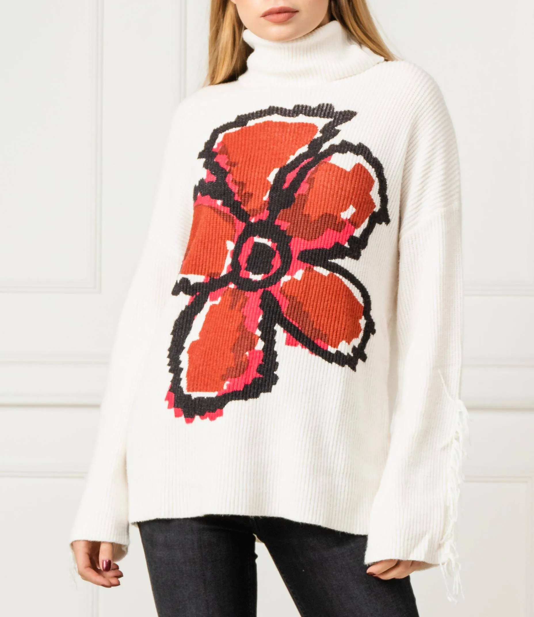 Desigual Damen Pullover „Bann“ - Zopfmuster mit Fransen 19WWJFAG GR. L Desigual Damen Pullover „Bann“ - Zopfmuster mit Fransen 19WWJFAG GR. L