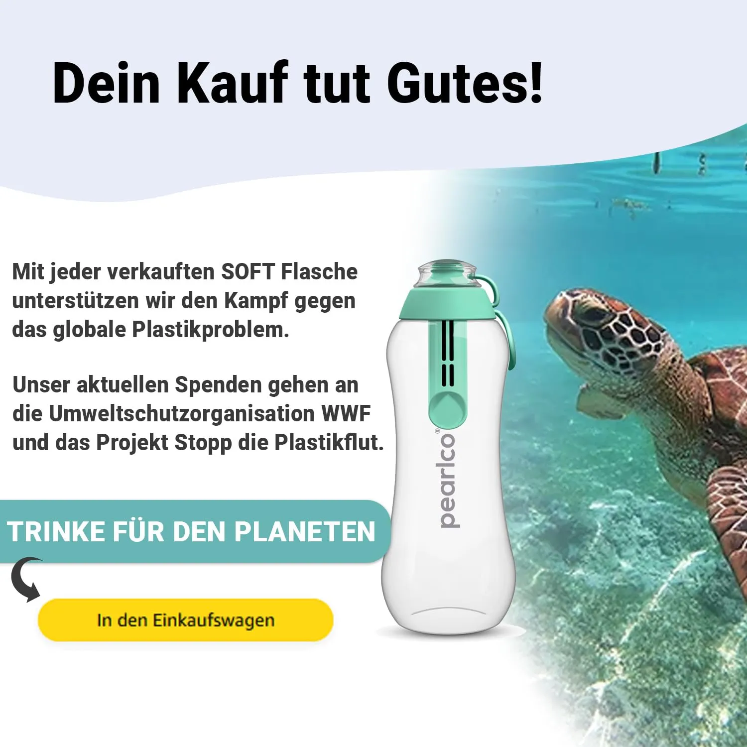 PEARLCO 250234 PearlCo Soft Trinkflasche mit Filter – 0,7 l – Grau