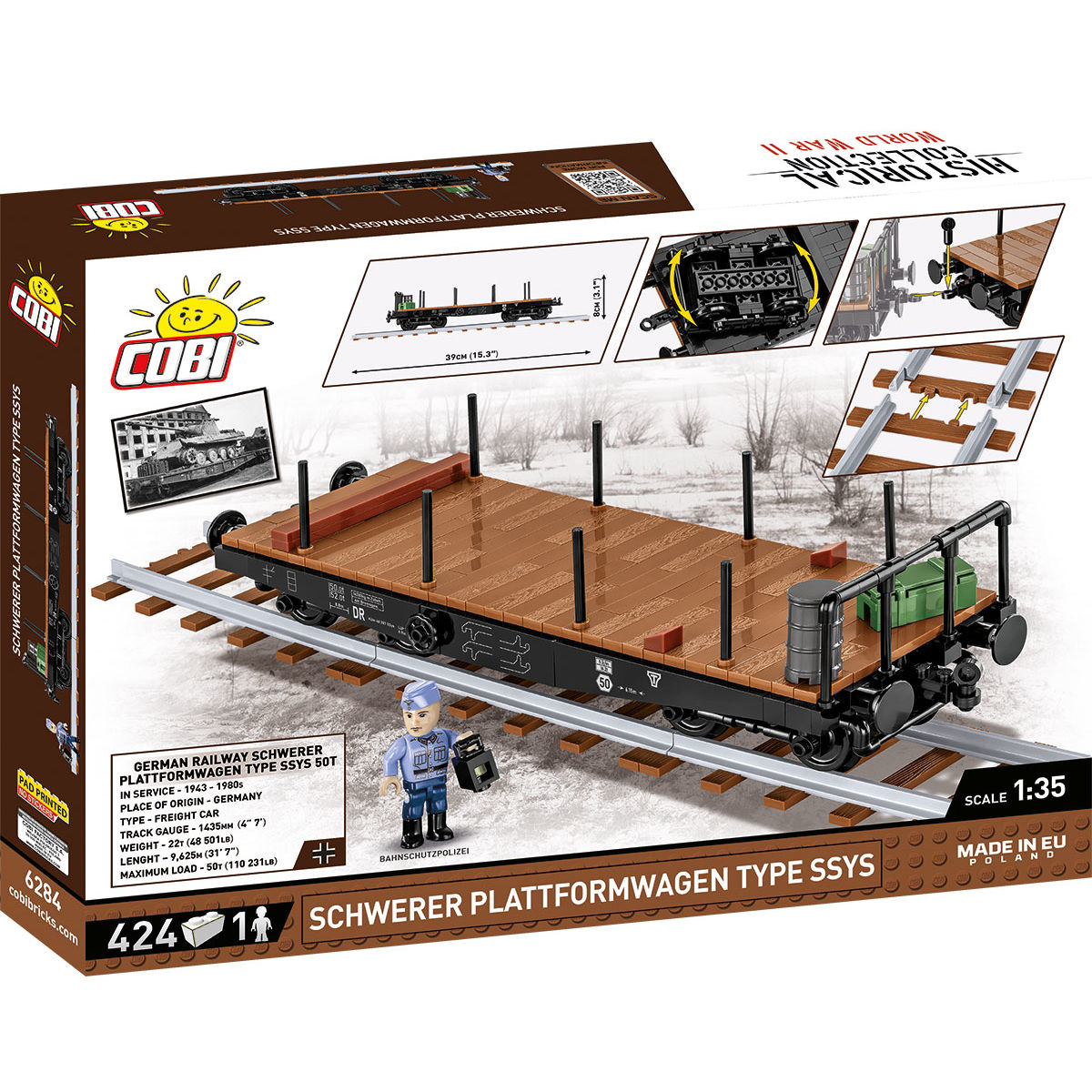COBI 6284 - GERMAN RAILW. SCHW. PLATTW. SCALE 1:35 - Bild 2 COBI 6284 - GERMAN RAILW. SCHW. PLATTW. SCALE 1:35 - Bild 2