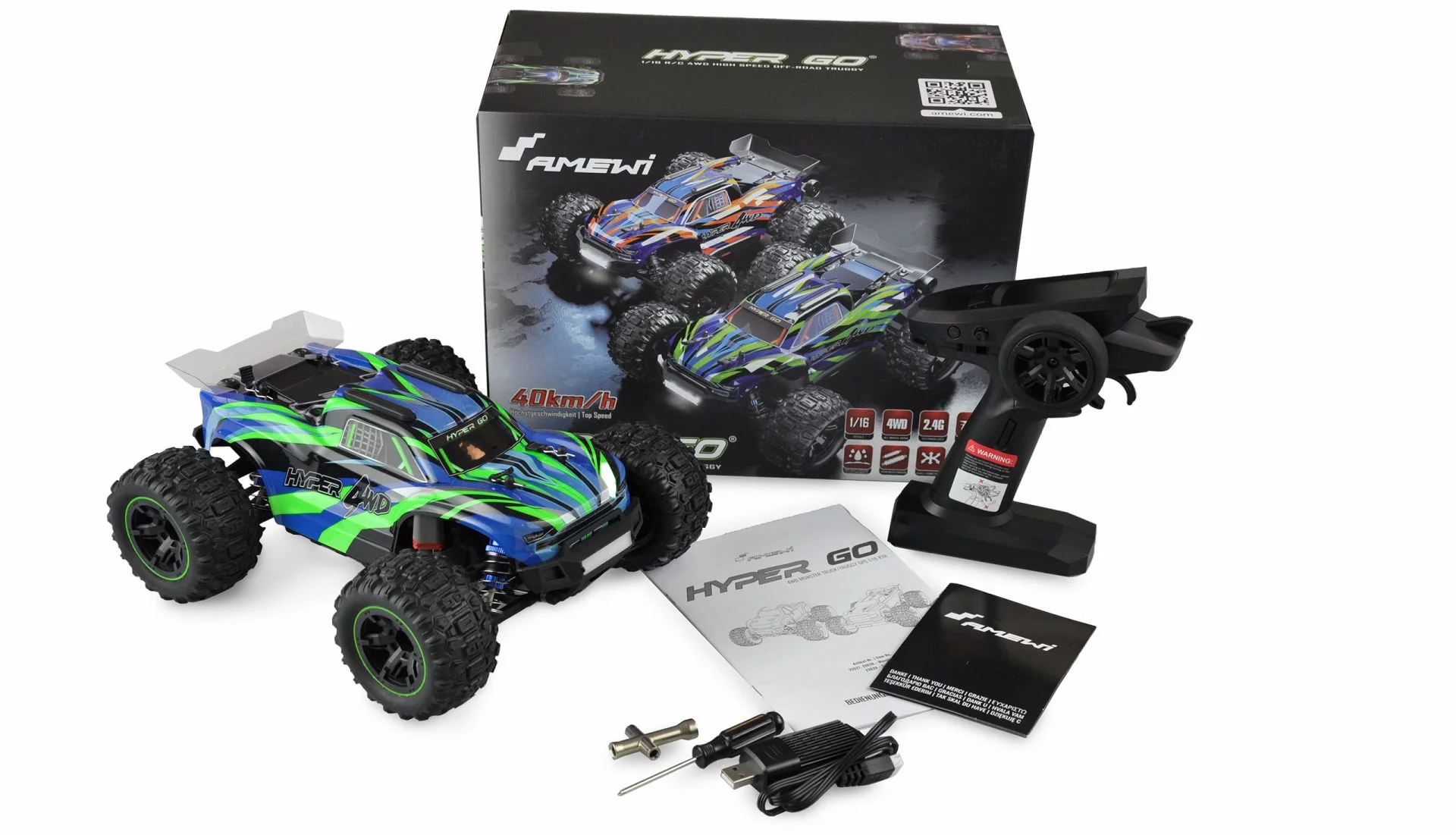AMEWI Hyper GO Truggy brushed 4WD 1:16 RTR blau/grün RC auto AMEWI Hyper GO Truggy brushed 4WD 1:16 RTR blau/grün RC auto