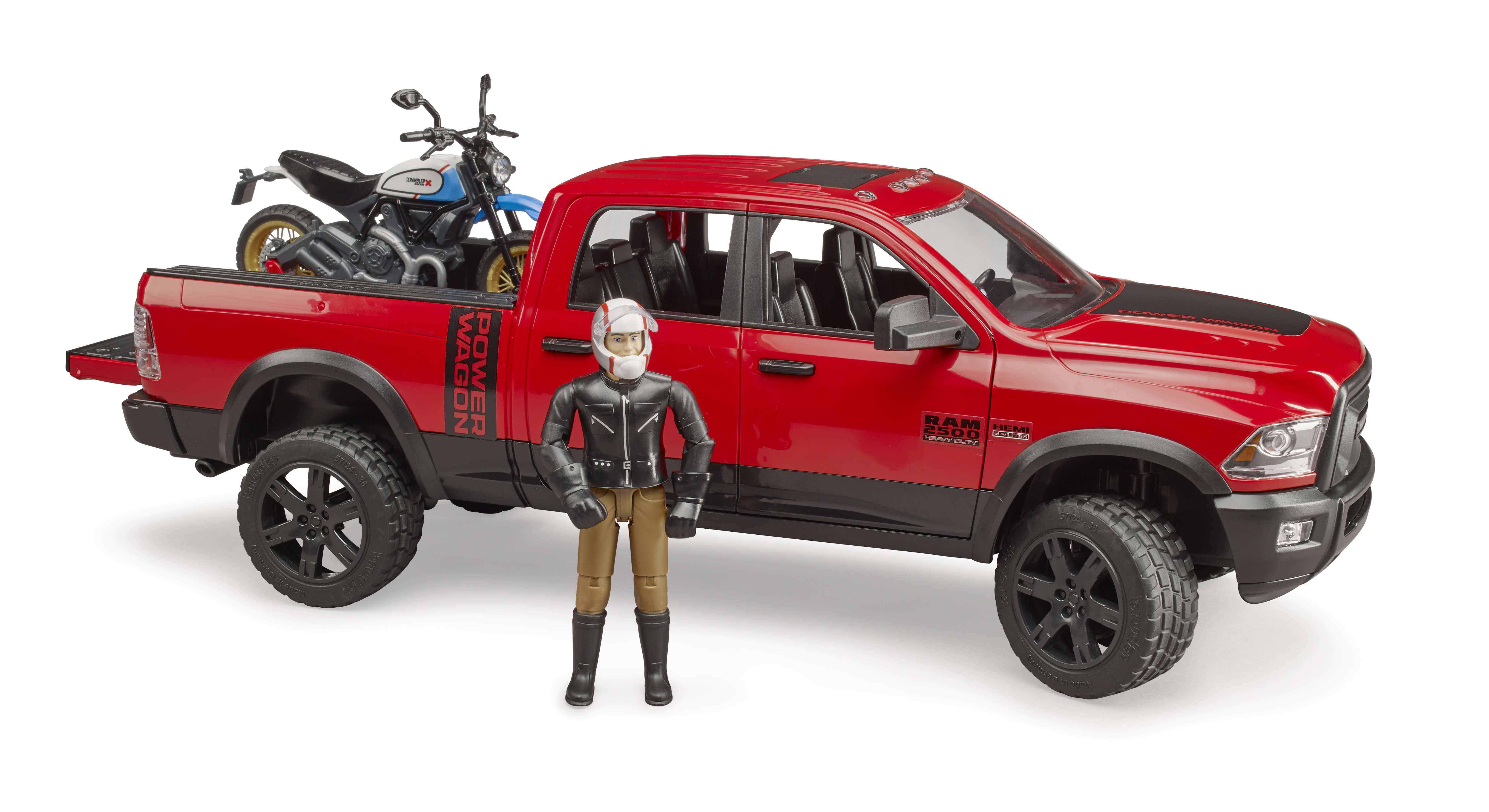 BRUDER 02502 - RAM 2500 Power Wagon mit Ducati Desert Sled und Fahrer BRUDER 02502 - RAM 2500 Power Wagon mit Ducati Desert Sled und Fahrer