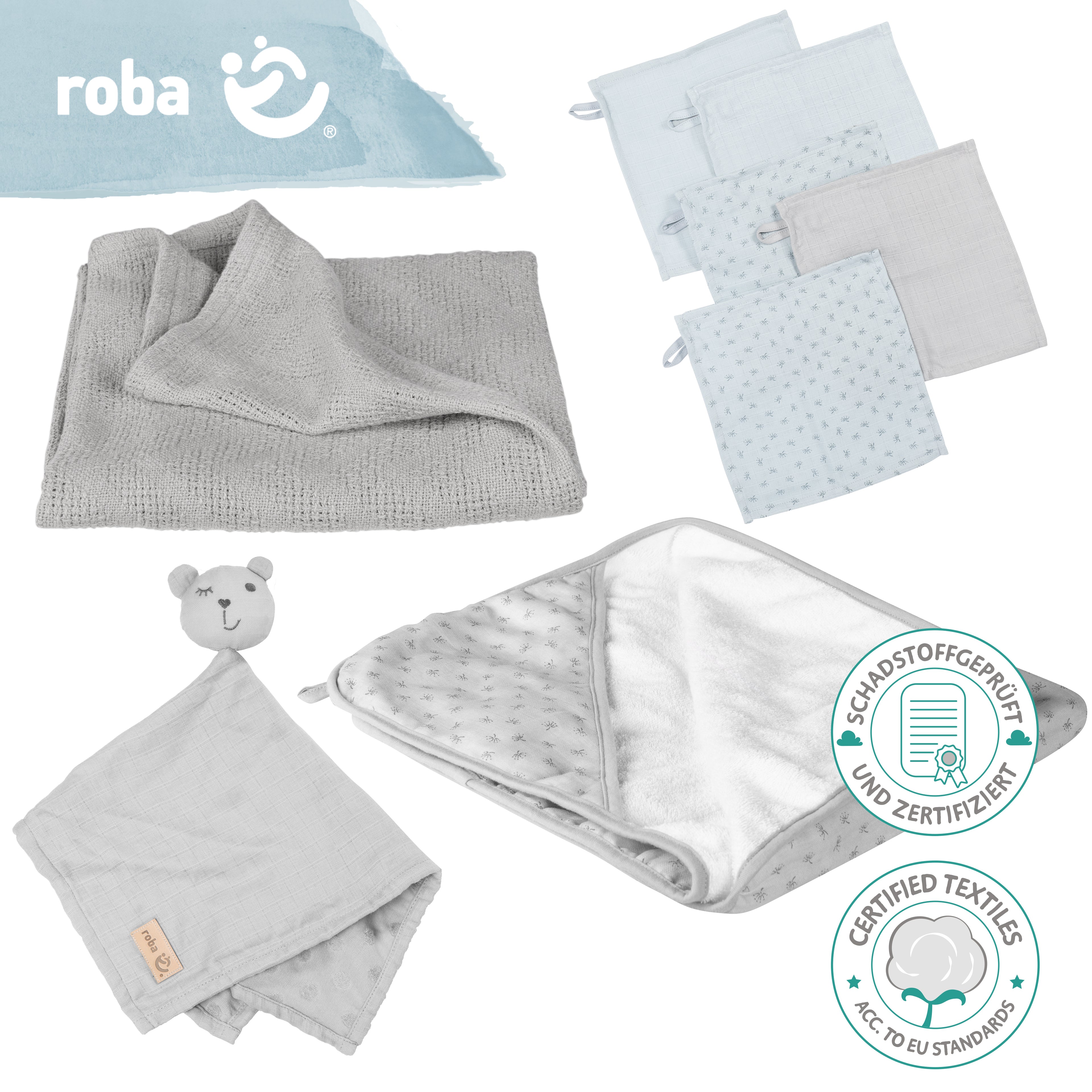 Roba 227S01T4 Geschenkset Babypflege grau hellgrau – Heim Textilien - Bild 3 Roba 227S01T4 Geschenkset Babypflege grau hellgrau – Heim Textilien - Produktbild 3