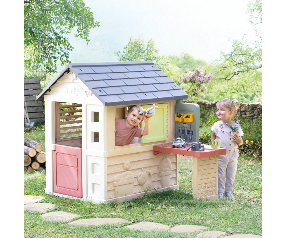 Smoby Smoby Life Spielhaus Natur mit Werkstatt Smoby Smoby Life Spielhaus Natur mit Werkstatt