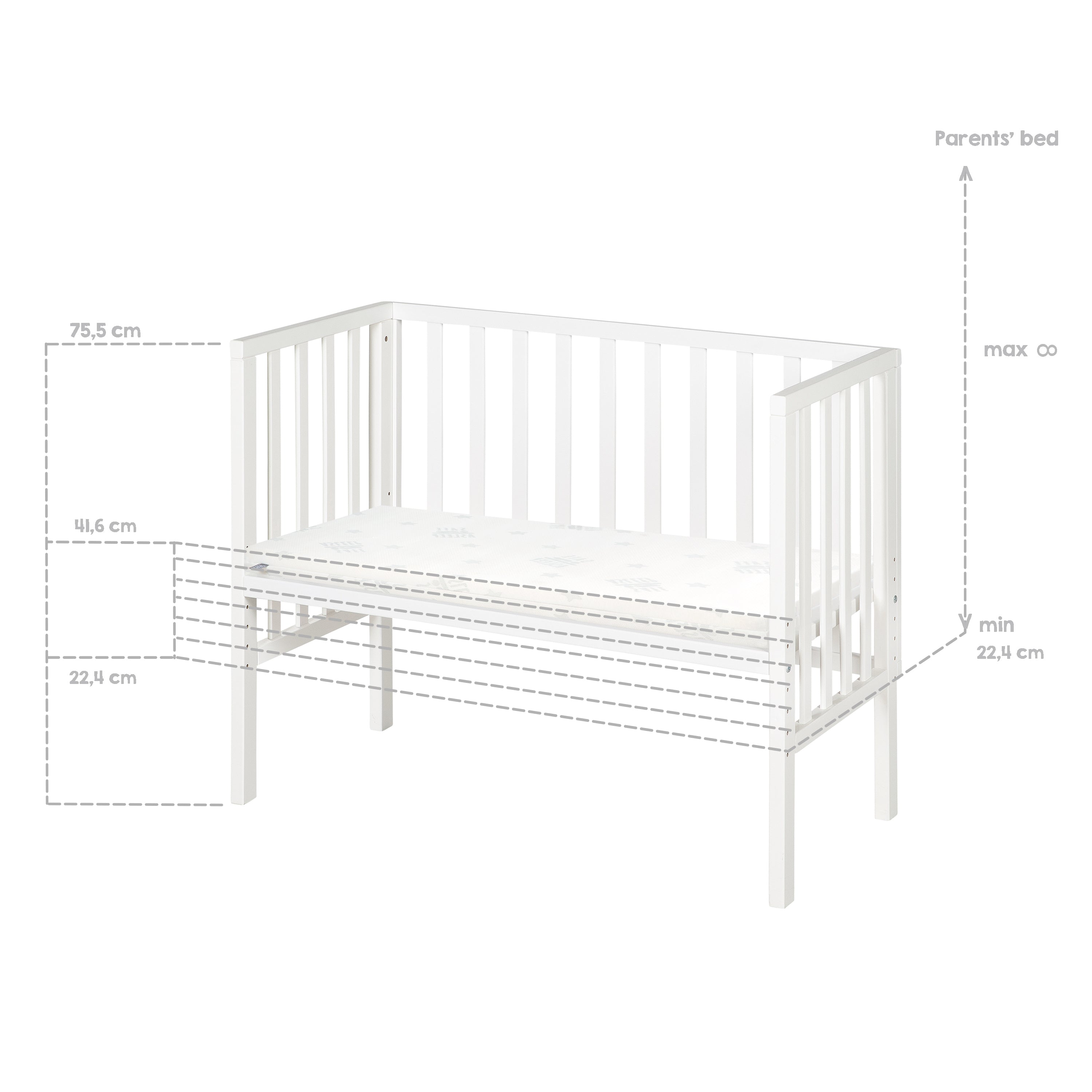 Roba 8970WE1 Beistellbett 2in1 mit Barriere + Matratze weiß – Stubenbetten - Bild 9 Roba 8970WE1 Beistellbett 2in1 mit Barriere + Matratze weiß – Stubenbetten - Produktbild 9