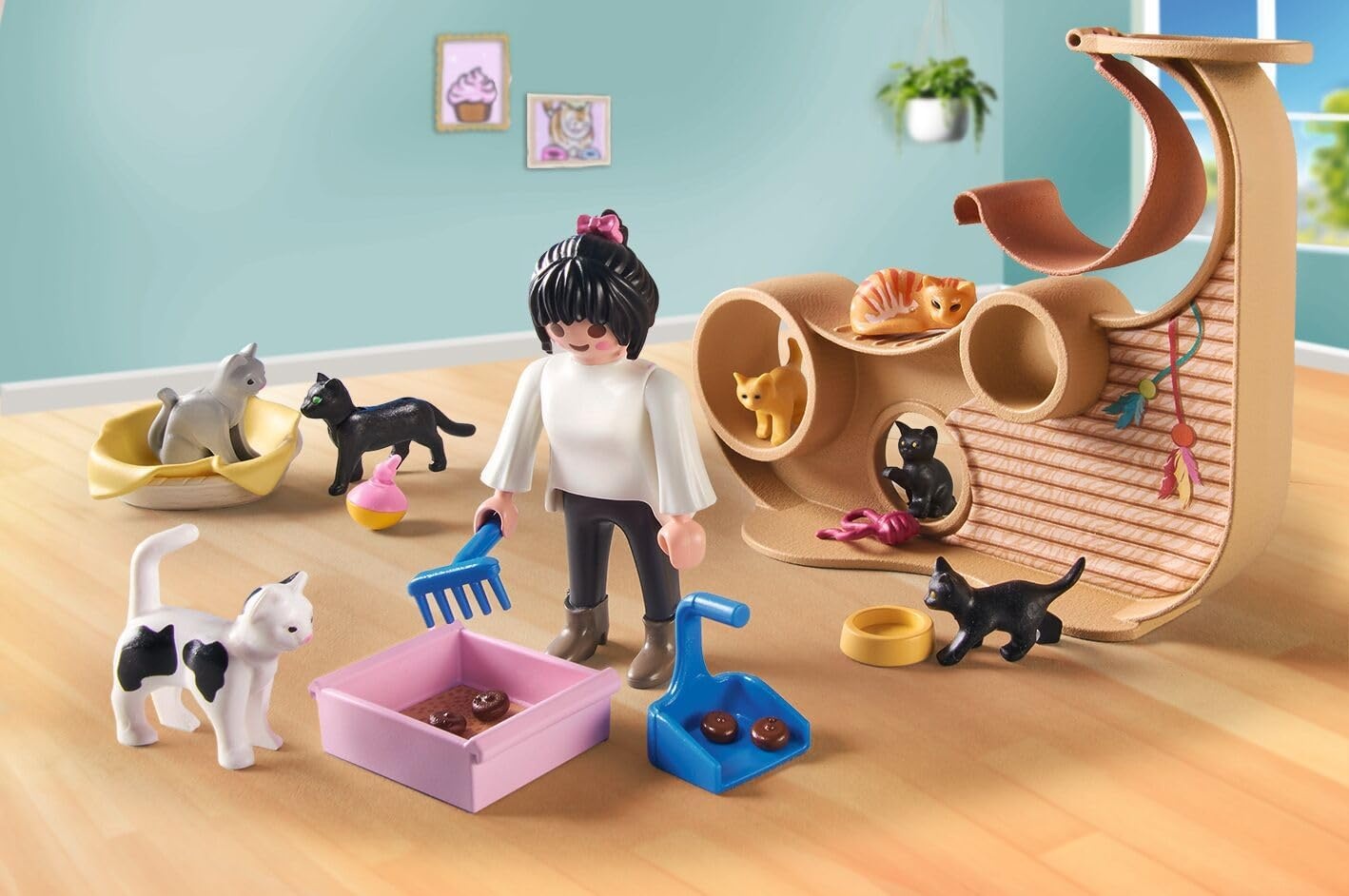 PLAYMOBIL 71744 My Life: Katzencafé mit Katzen, Snacks & Zubehör Spielzeug, Person, Drinnen