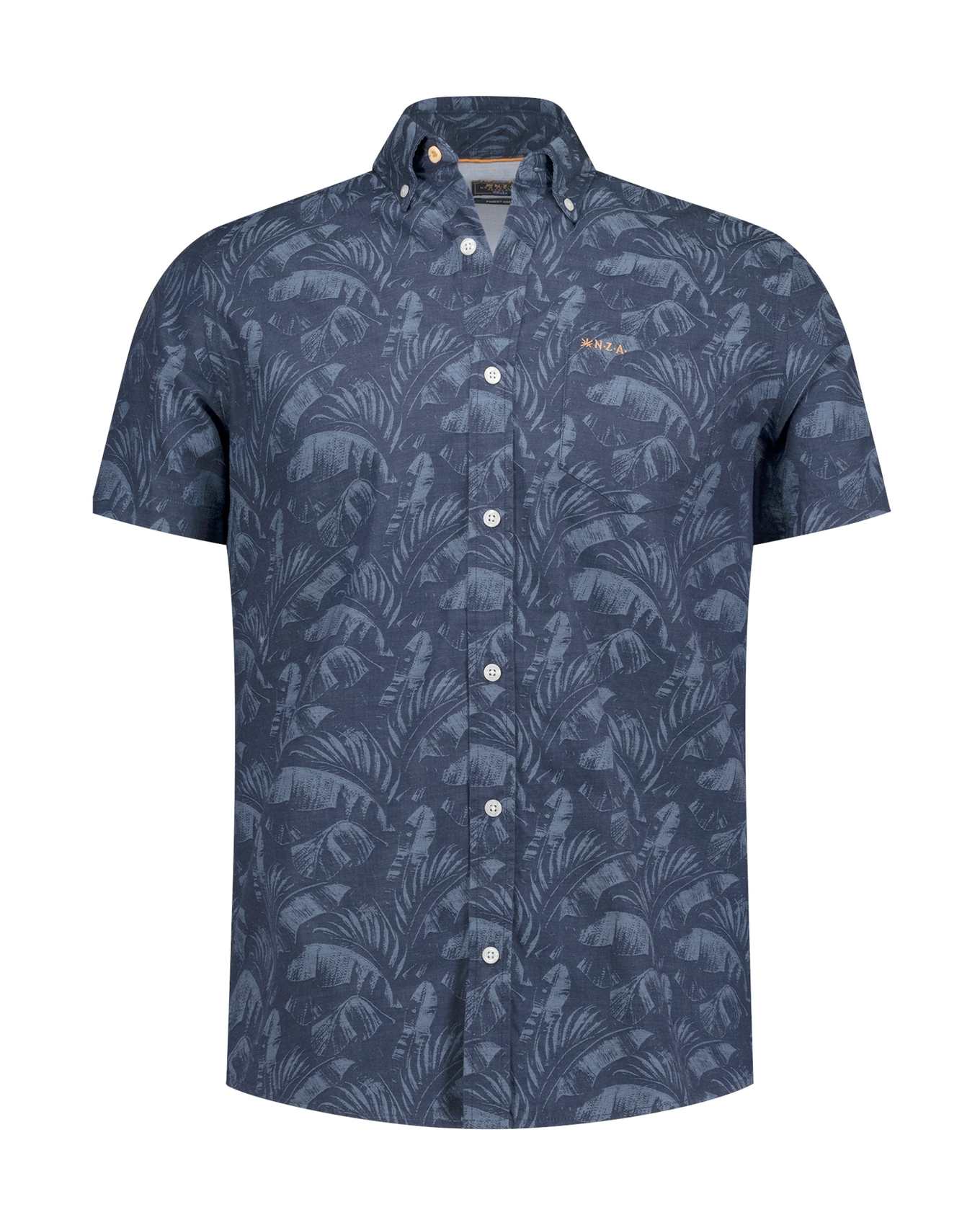 NZA 26CN559SNS Hemd - Kurzarm / Blau / Palmen