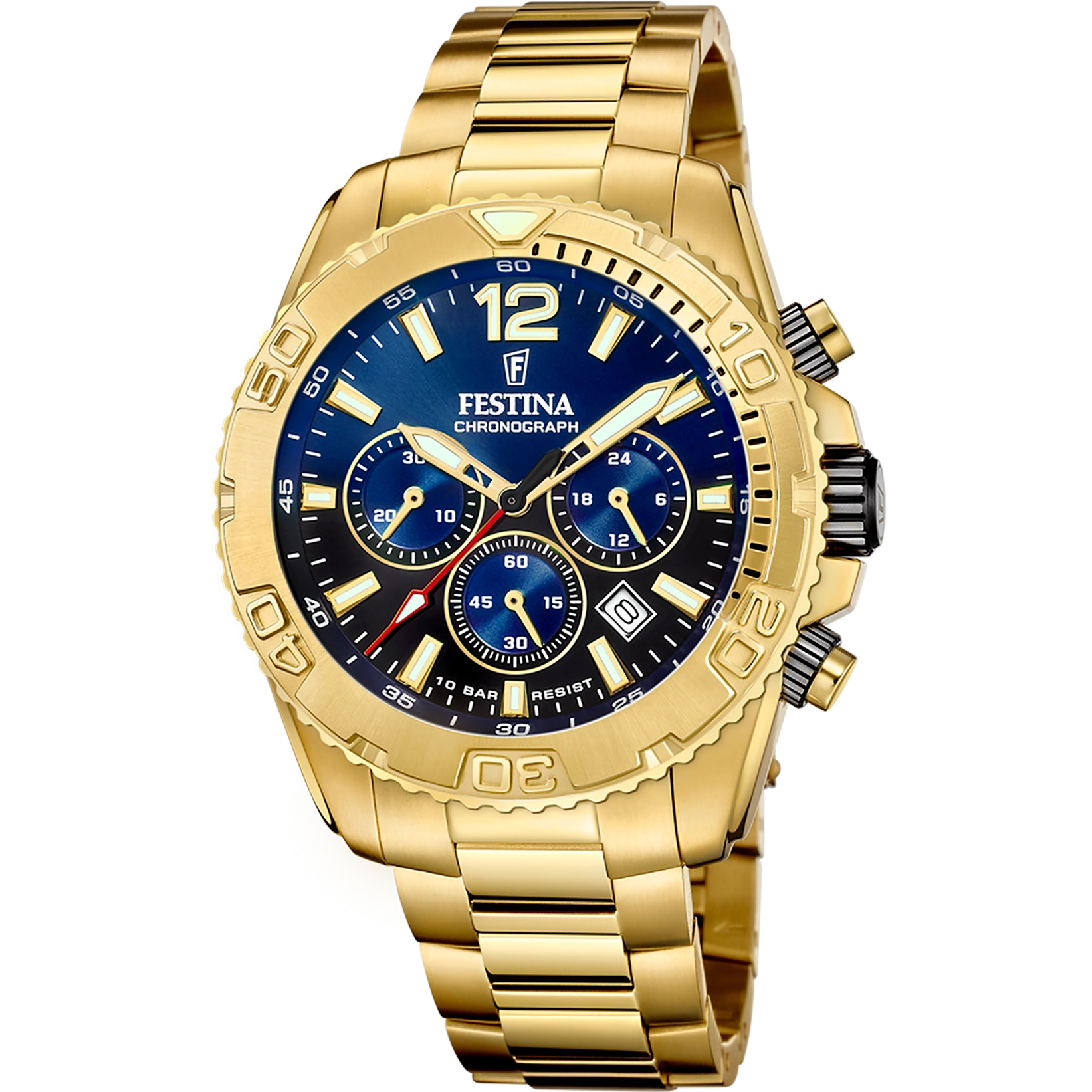 FESTINA Timeless Chronograph F20684 2 – Markanter Herren Chronograph mit luxuriösem Goldton