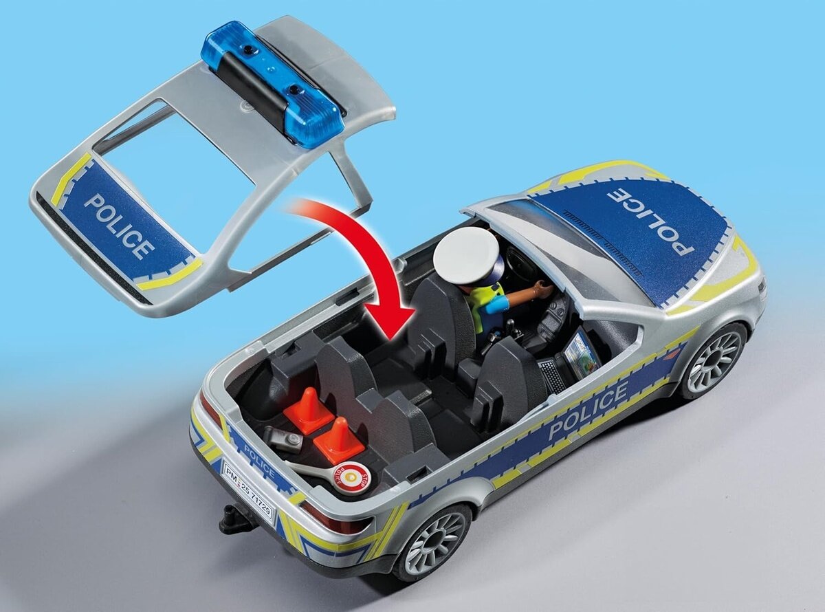 PLAYMOBIL 71729 - Action Heroes: Polizei Streifenwagen mit Licht & Sound Maschine, Rad, Auto, Transport, Fahrzeug