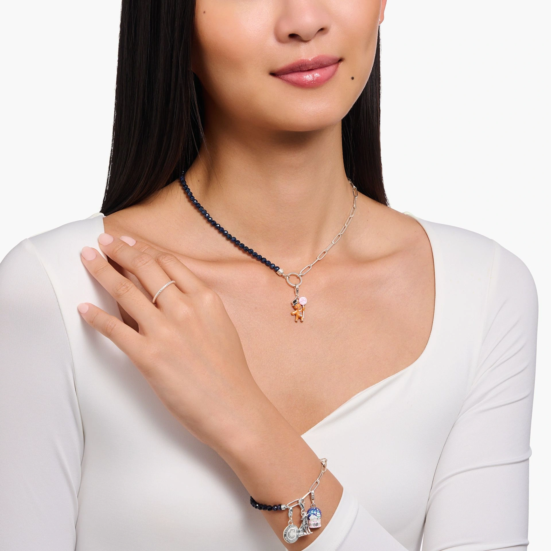 Thomas Sabo Kette Mit Anhänger Sandstein Länge 45 Cm Silber KE2189-007-32-L45v