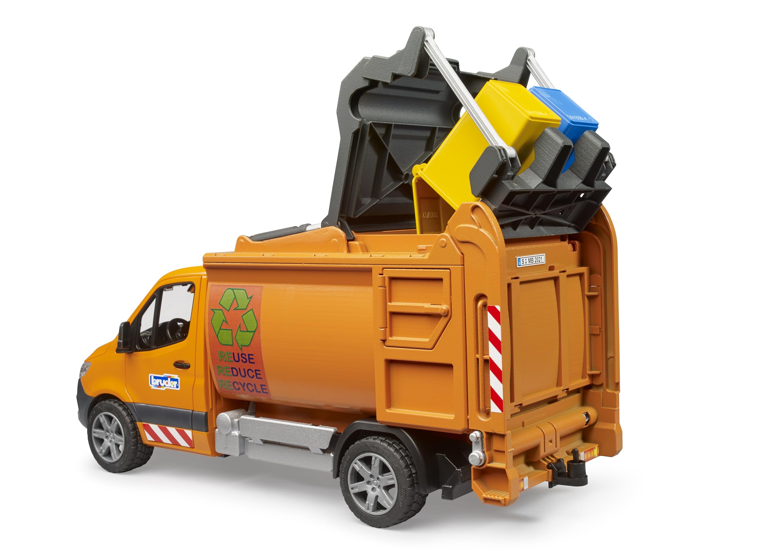BRUDER 02682 - MB Sprinter Kommunal Müllfahrzeug Planierraupe, Maschine