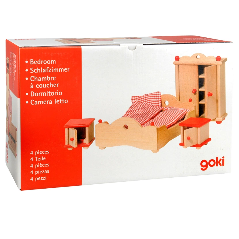 goki Puppenhausmöbel „Schlafzimmer“ - 4-teiliges Holz-Set, ab 3 Jahren goki Puppenhausmöbel „Schlafzimmer“ - 4-teiliges Holz-Set, ab 3 Jahren