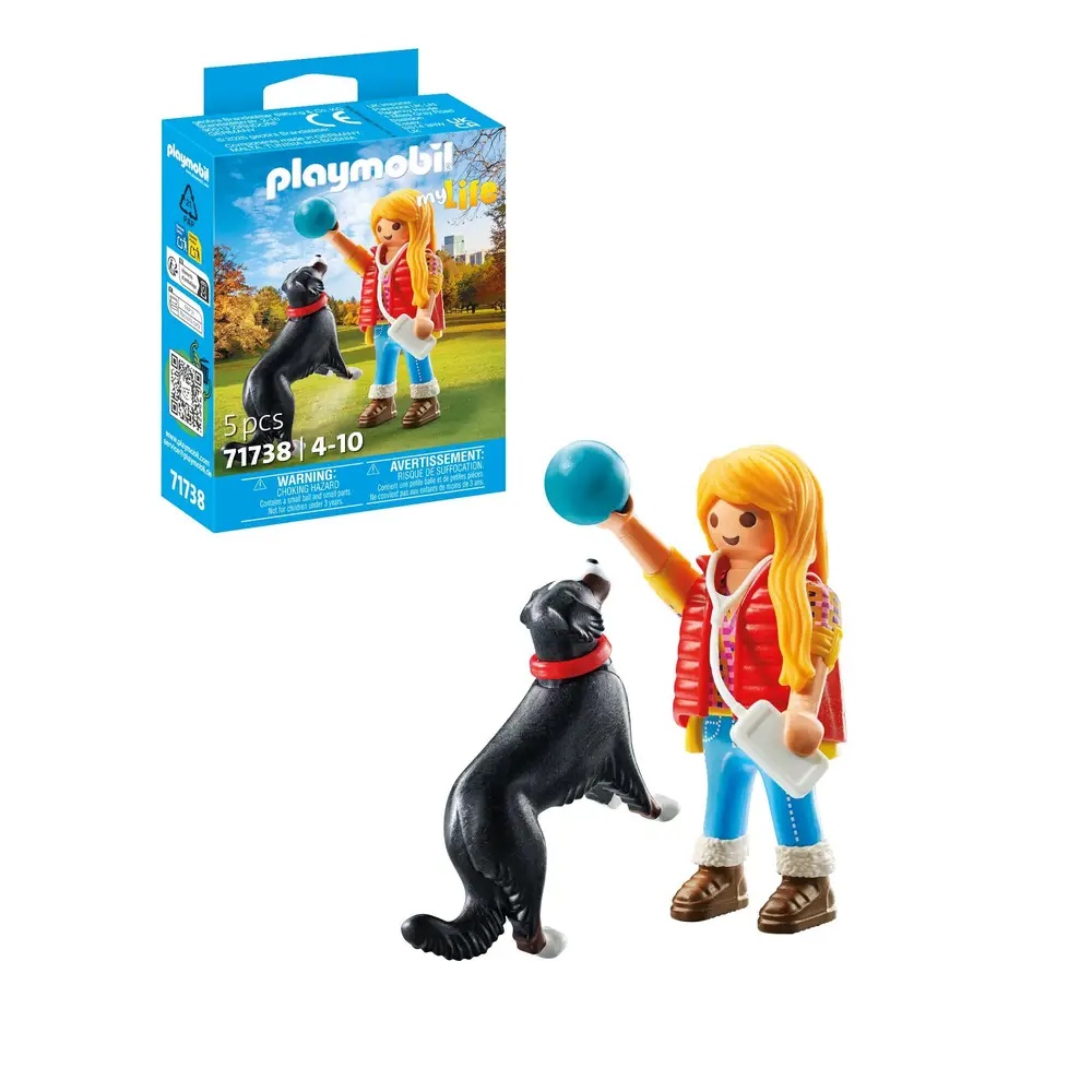 PLAYMOBIL 71738 My Life: Frau mit Sennenhund und Ballspiel Figur, Person, Hund, Säugetier, Haustier