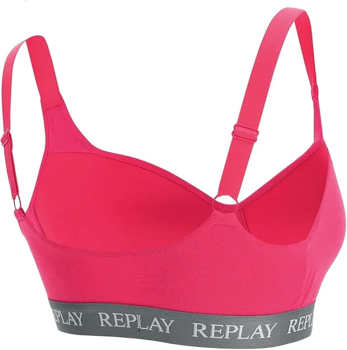 REPLAY Damen Bralette I101299PI - Pink, Gepolstertes Bustier mit Logo-Bund GR. L