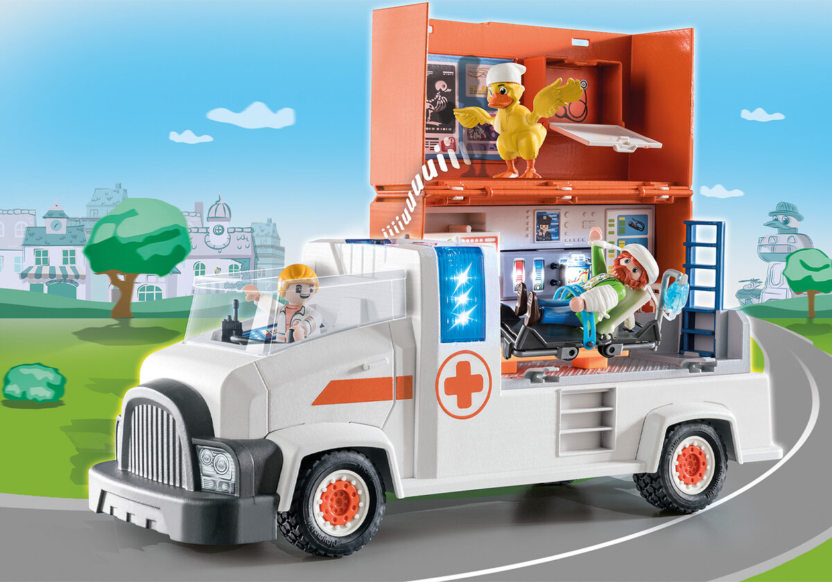 PLAYMOBIL 70913 DUCK ON CALL - Notarzt Truck Person, Maschine, Rad