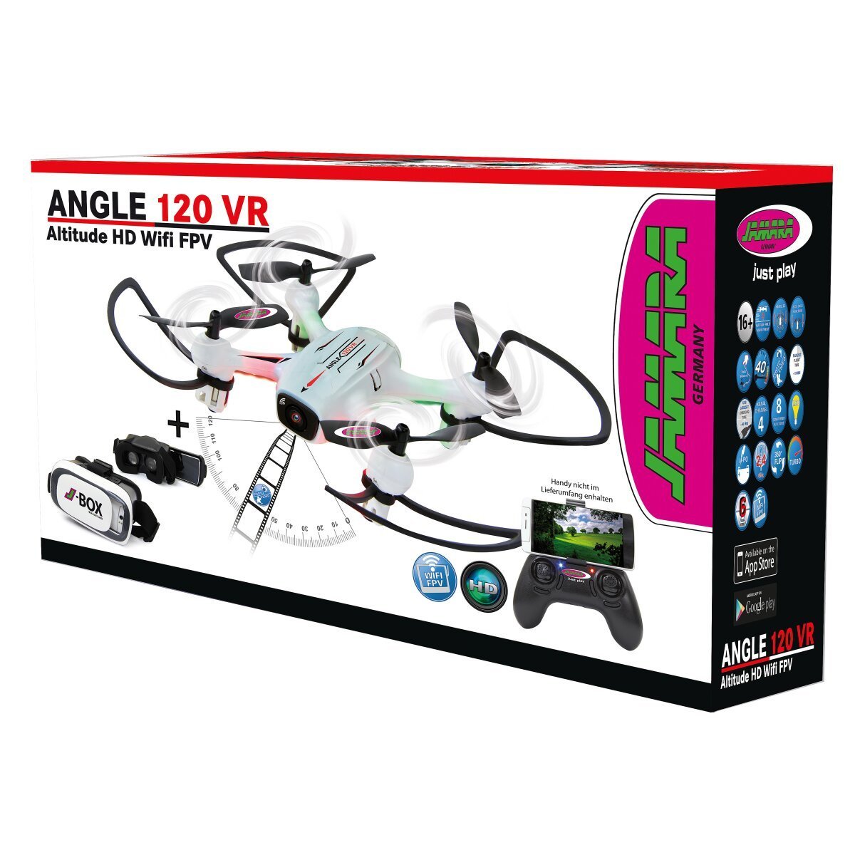 JAMARA Angle 120 VR Wide Angle Drone Altitude HD FPV Wifi ab 16 Jahren JAMARA Angle 120 VR Wide Angle Drone Altitude HD FPV Wifi ab 16 Jahren