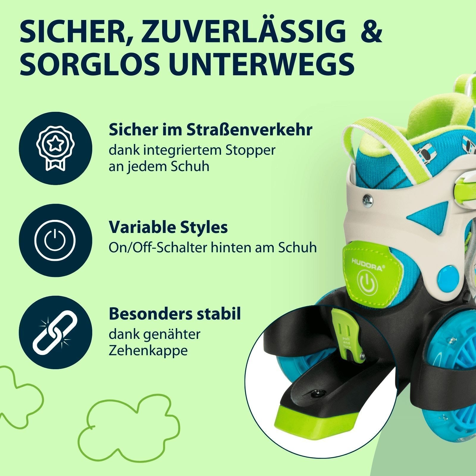 Produktfoto - Hudora - HUDORA Rollschuh My First Quad LED, Boy, Gr. 26-29 - Modell HUDORA 22050