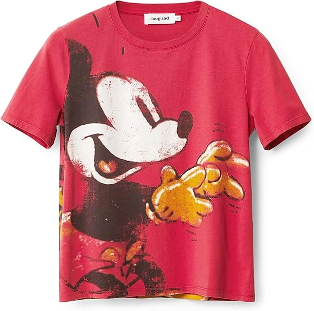 Desigual Damen T-Shirt - Rotes T-Shirt mit Mickey-Mouse-Print 22WWTK803000 GR. M