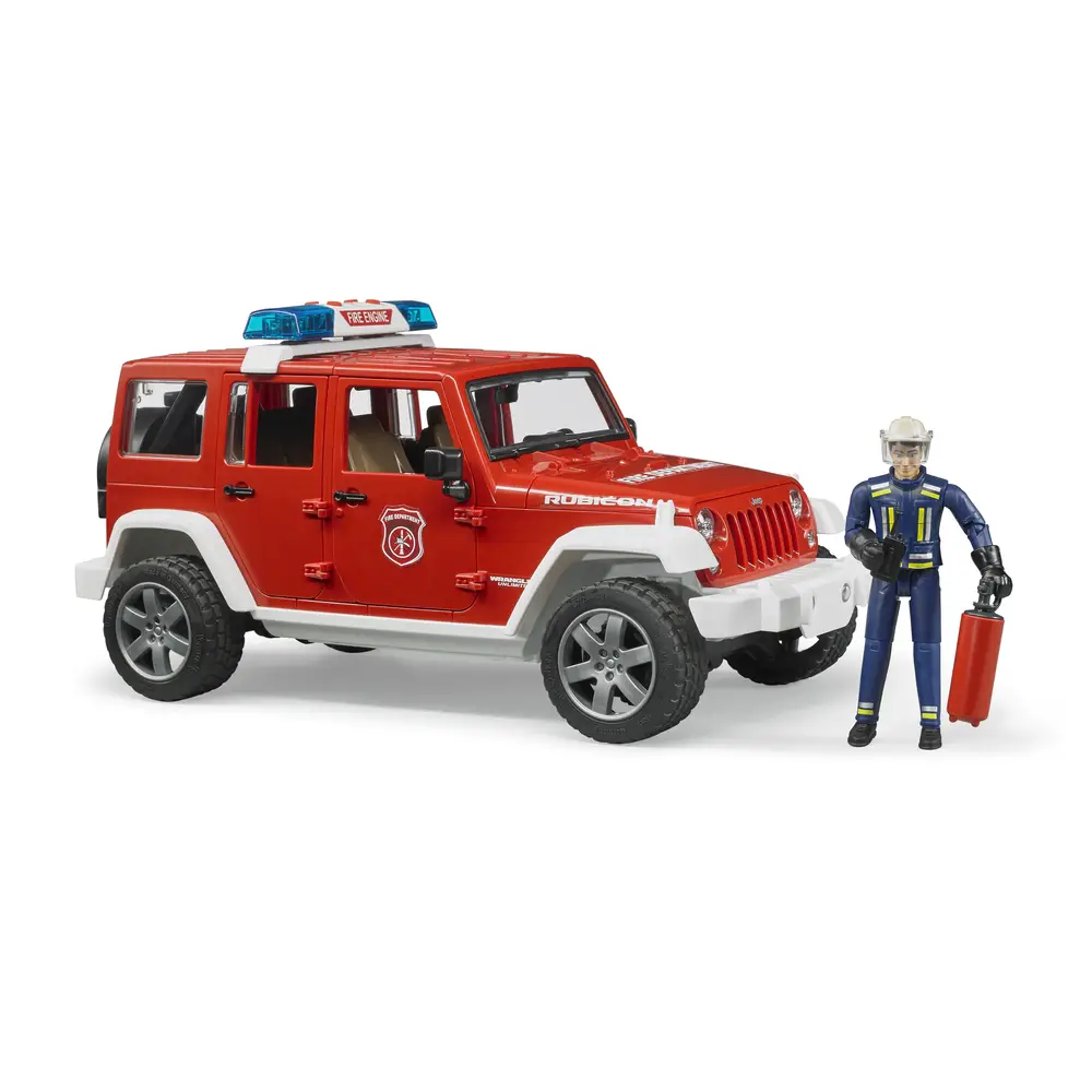 Bruder 02528 Jeep Wrangler Unlimited Rubicon Feuerwehrfahrzeug mit Feuerwehrmann