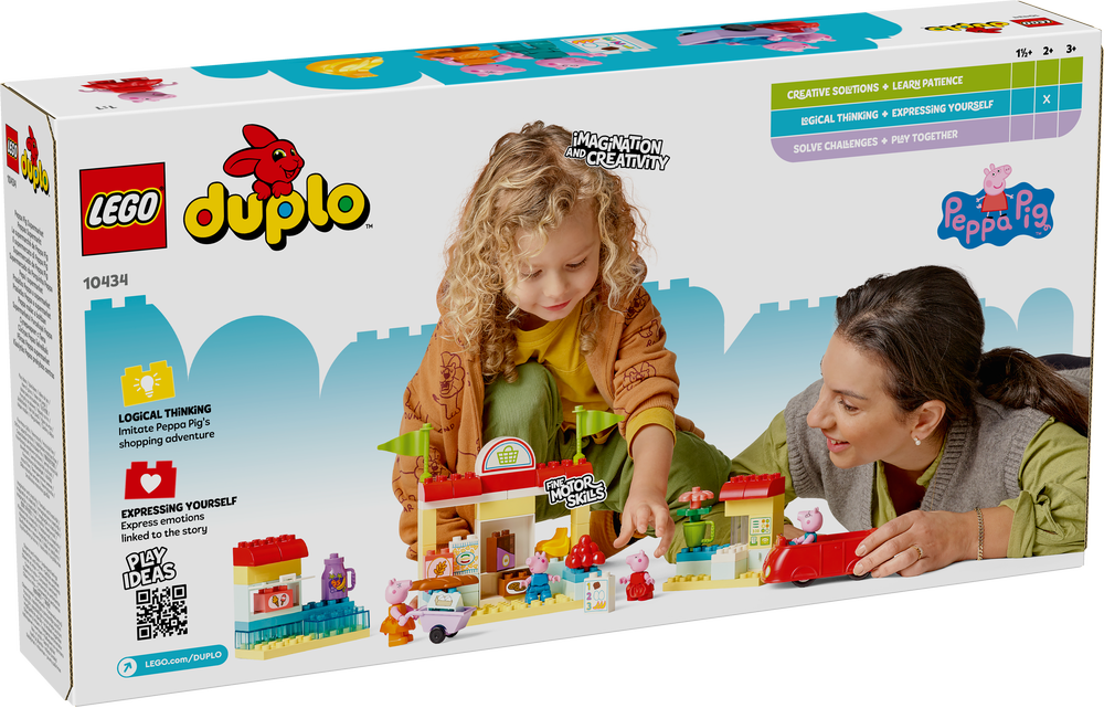 LEGO 10434 DUPLO Peppas Supermarkt: Lernspielzeug für Kinder ab 2 Jahre Kind, Weiblich, Mädchen, Person, Frau