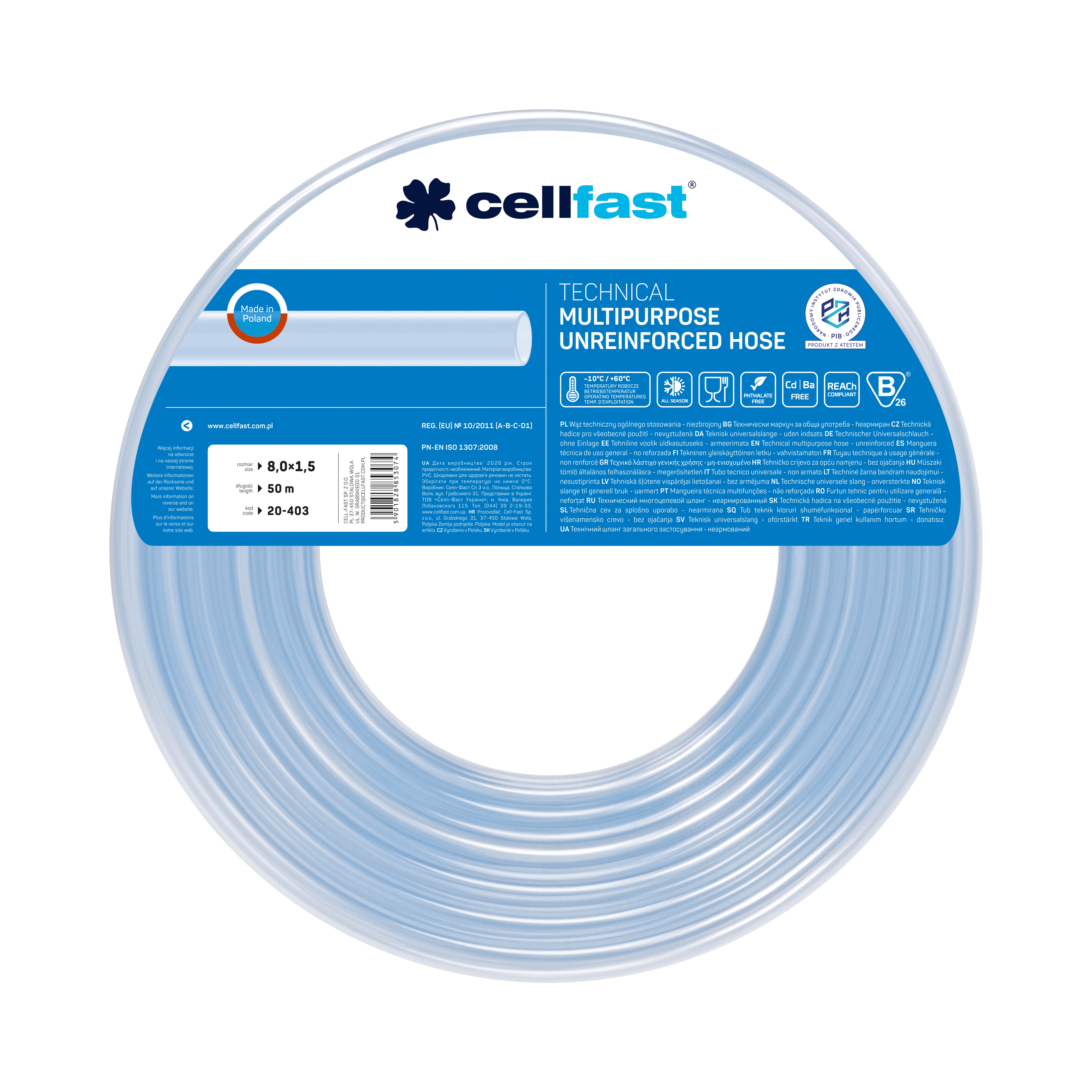 Cellfast Universalschlauch ohne Einlage 8,0 x 1,5 mm 50 m Cellfast Universalschlauch ohne Einlage 8,0 x 1,5 mm 50 m